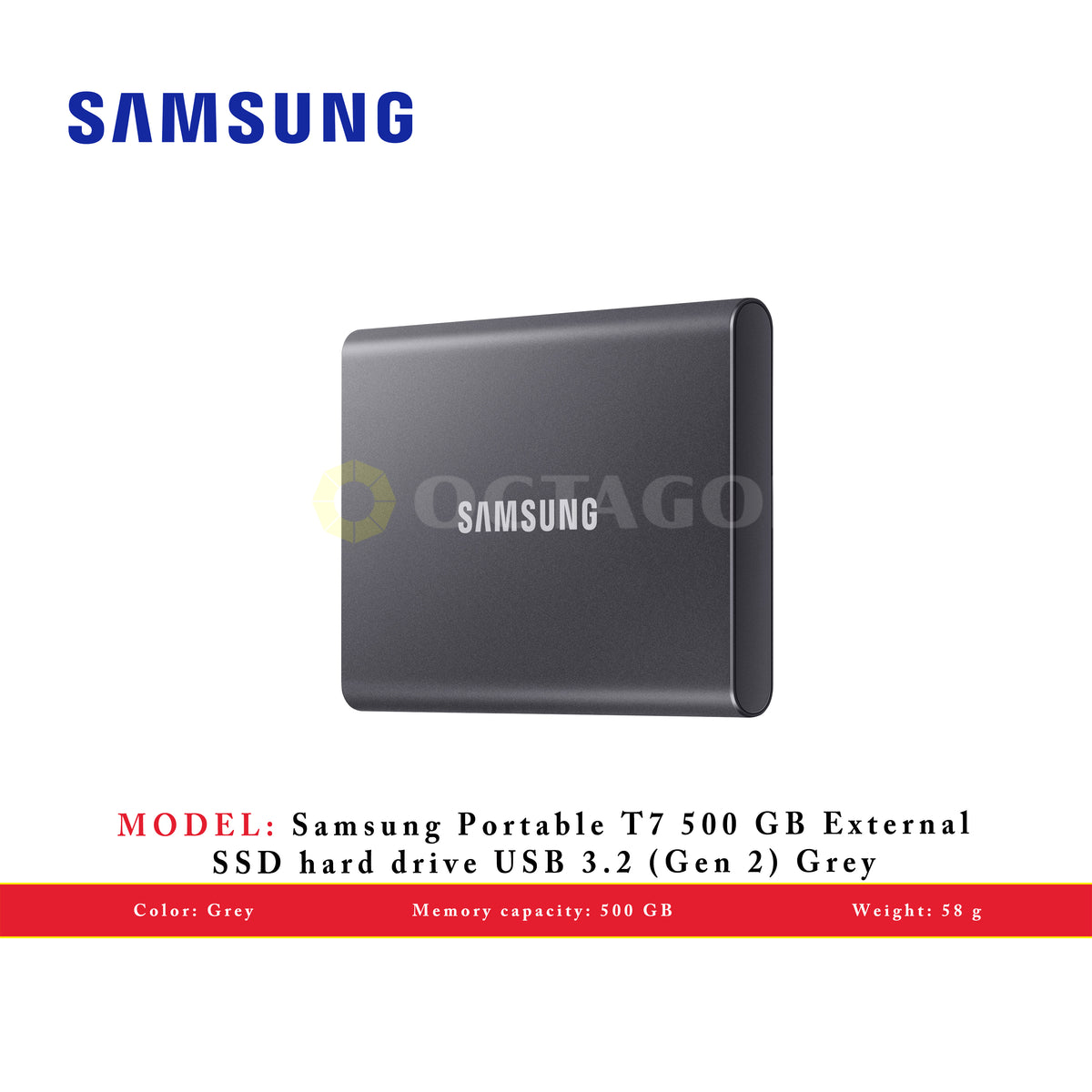 Bärbar SSD T7 USB 3.2 1TB (Grå)