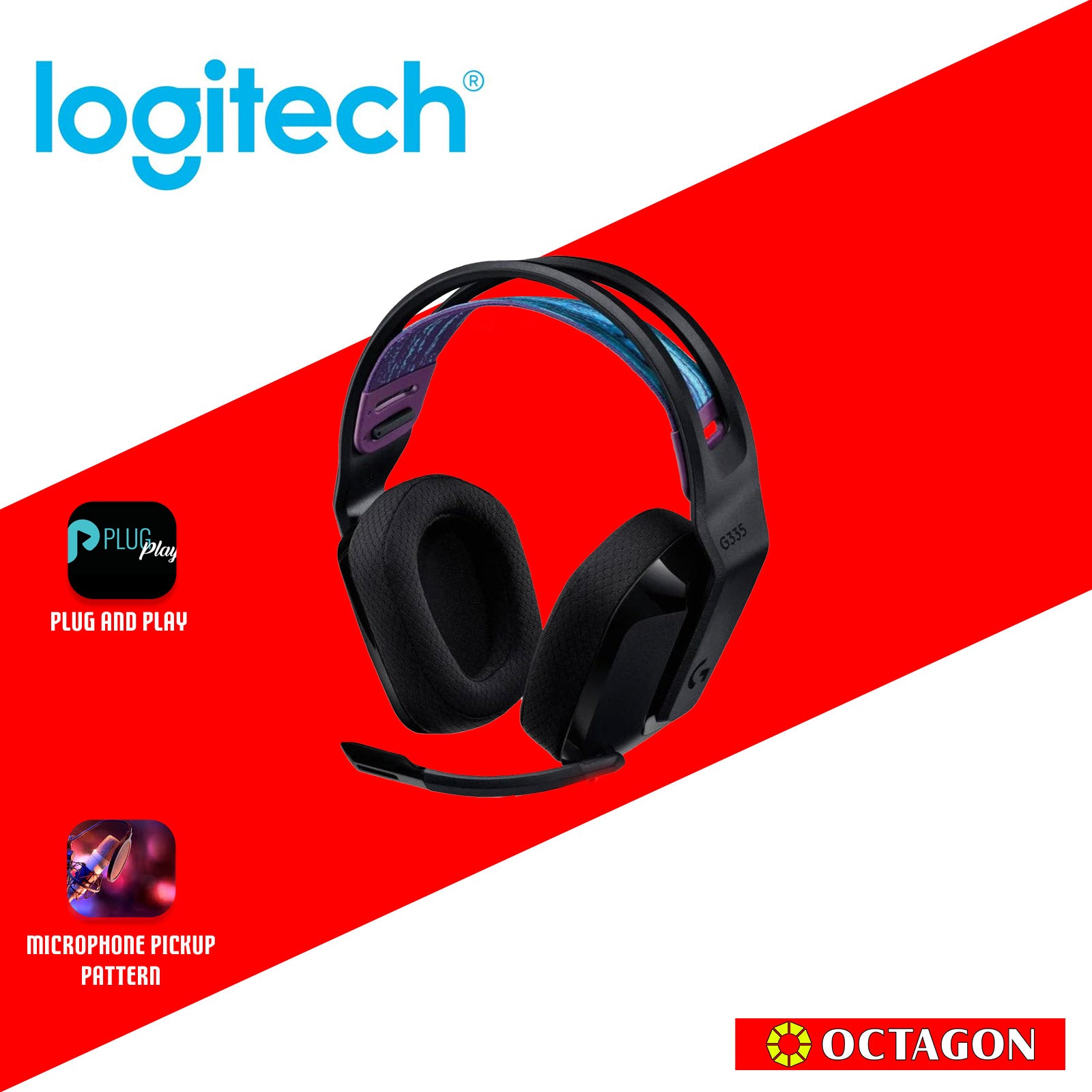 LOGITECH G335 BLACK HEADSET 3.5MM SINGLE JACK GAMING