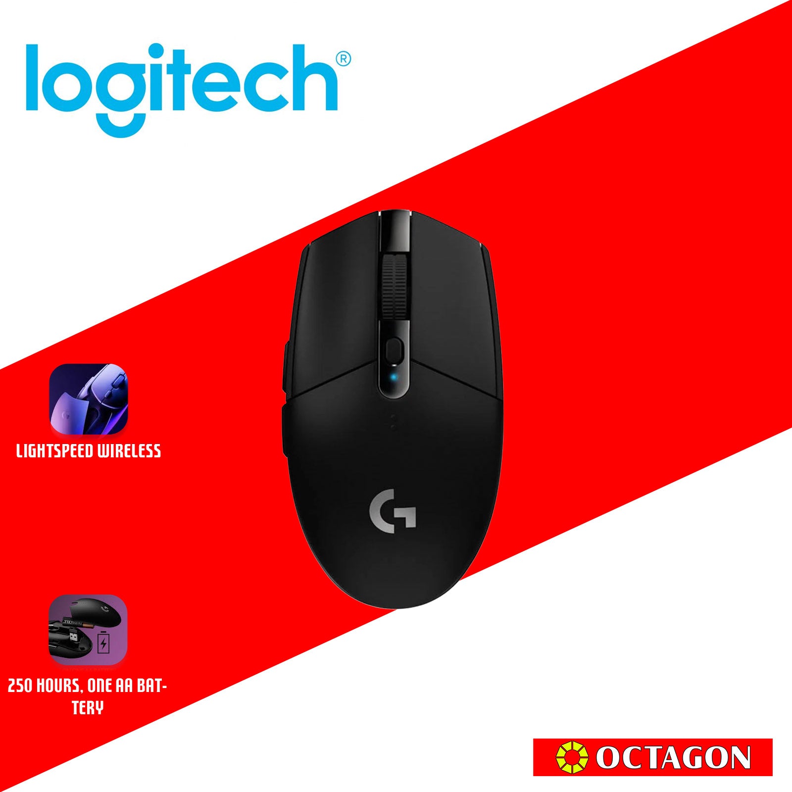 LOGITECH G304 BLACK WIRELESS GAMING MOUSE