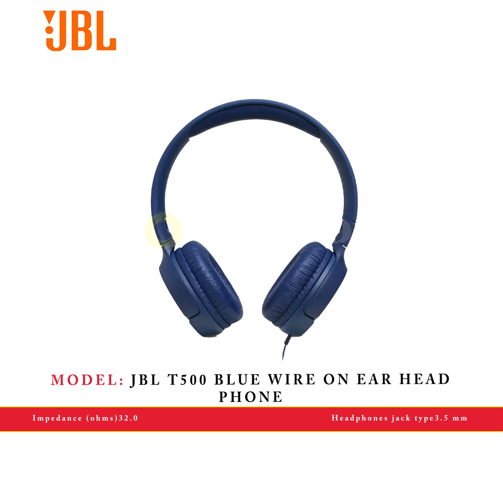 JBL T500 BLUE WIRE ON EAR HEAD PHONE