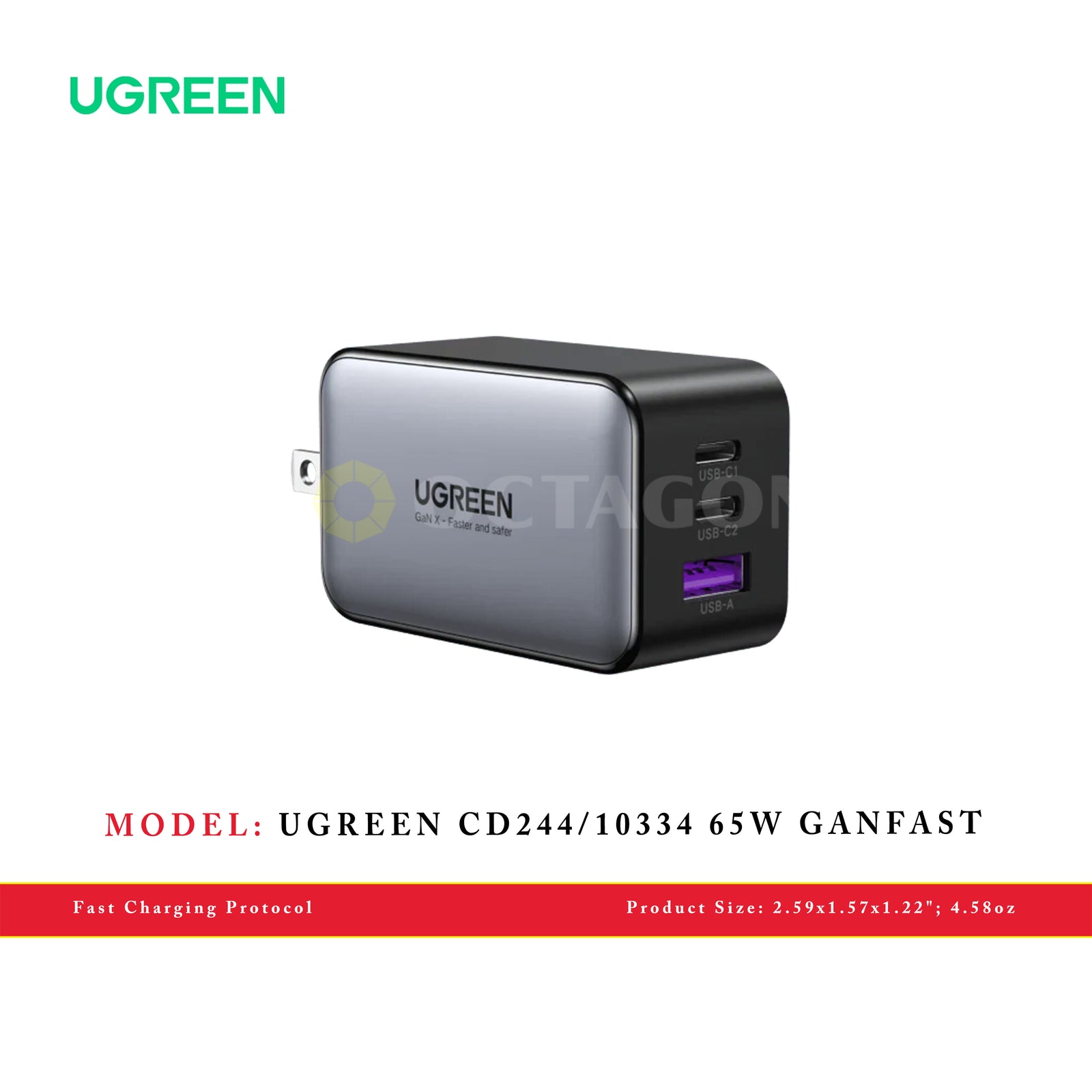 UGREEN CD244/10334 65W GANFAST CHARGER