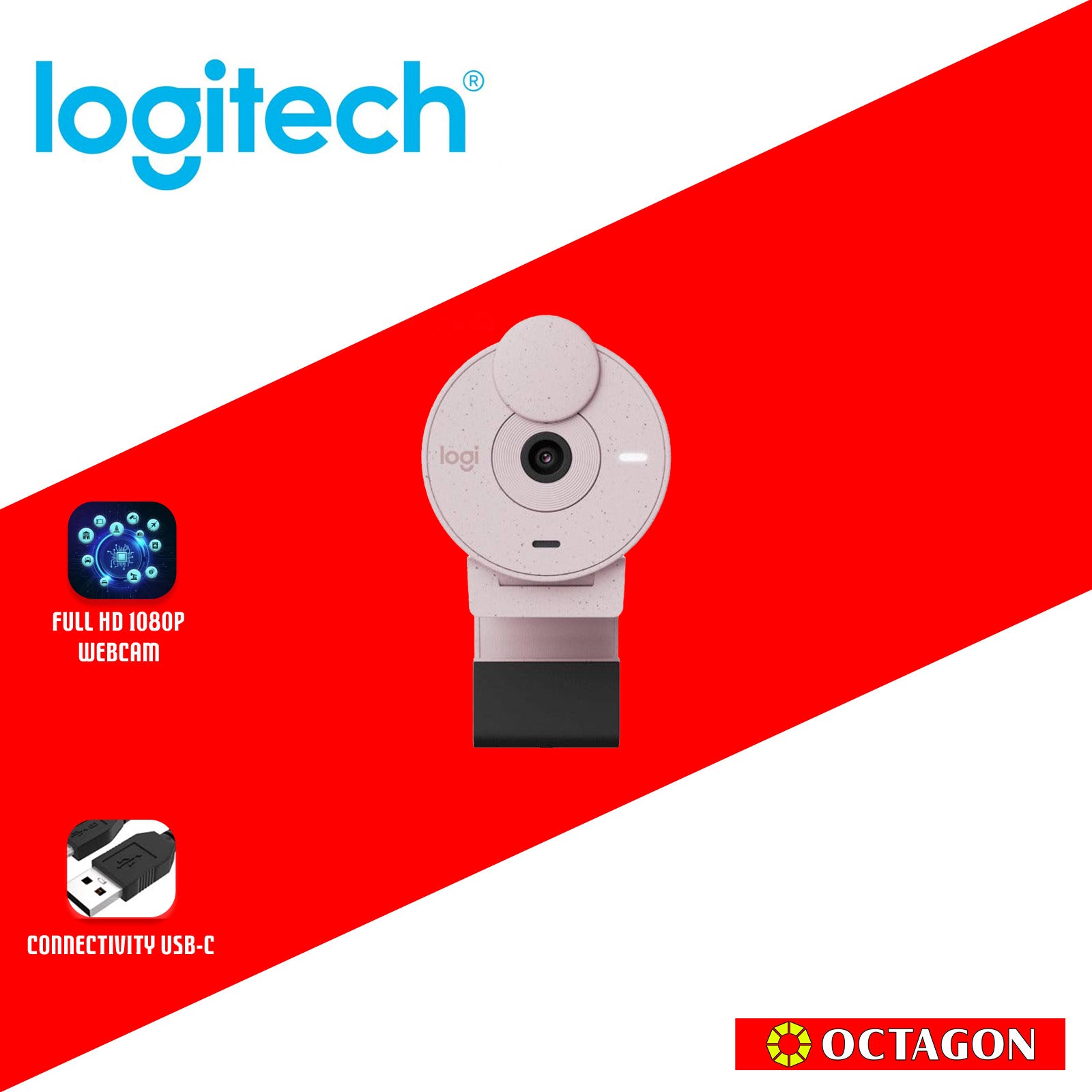 LOGITECH BRIO 300 ROSE WEBCAM 1080P