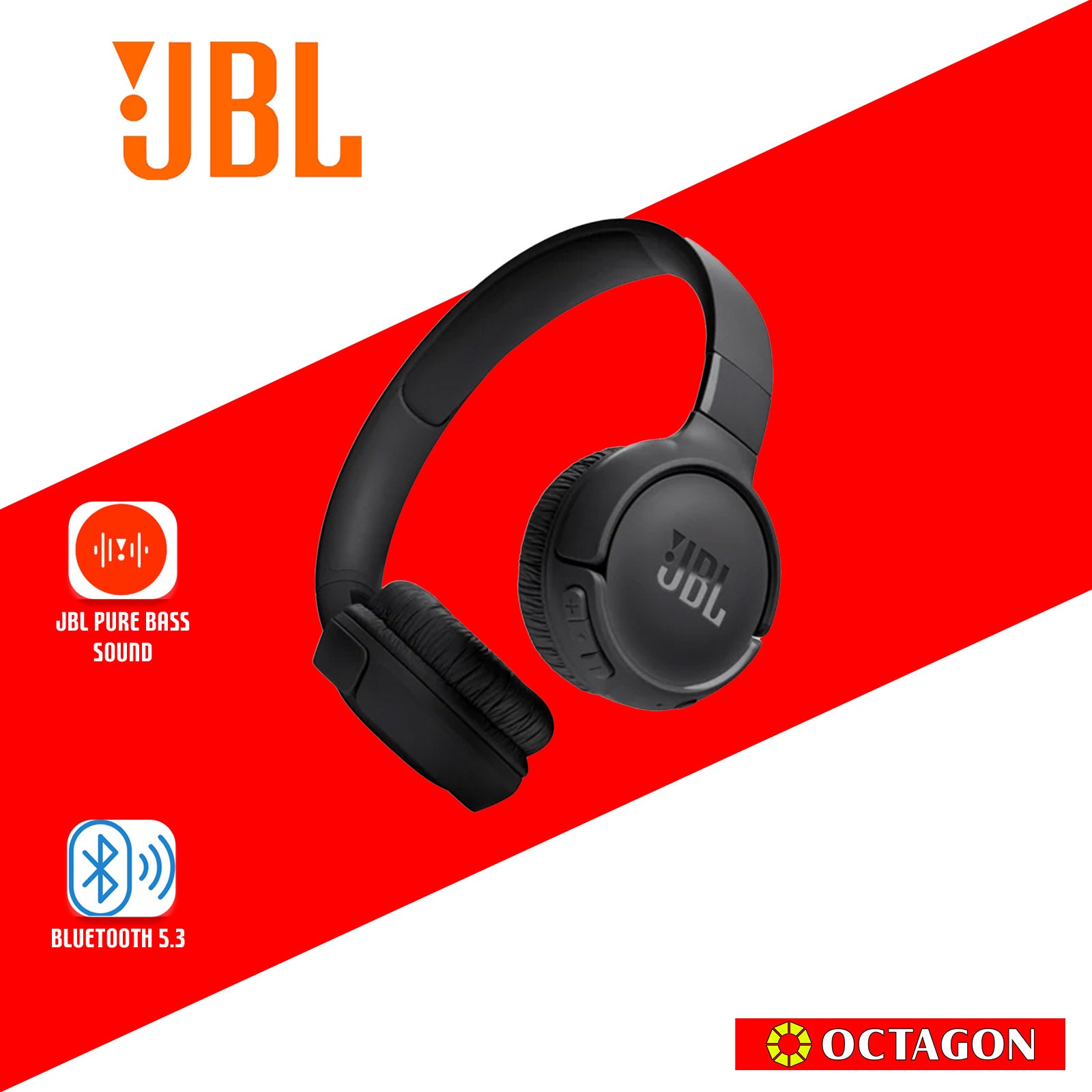 JBL T520BT BLACK WIRELESS ON-EAR