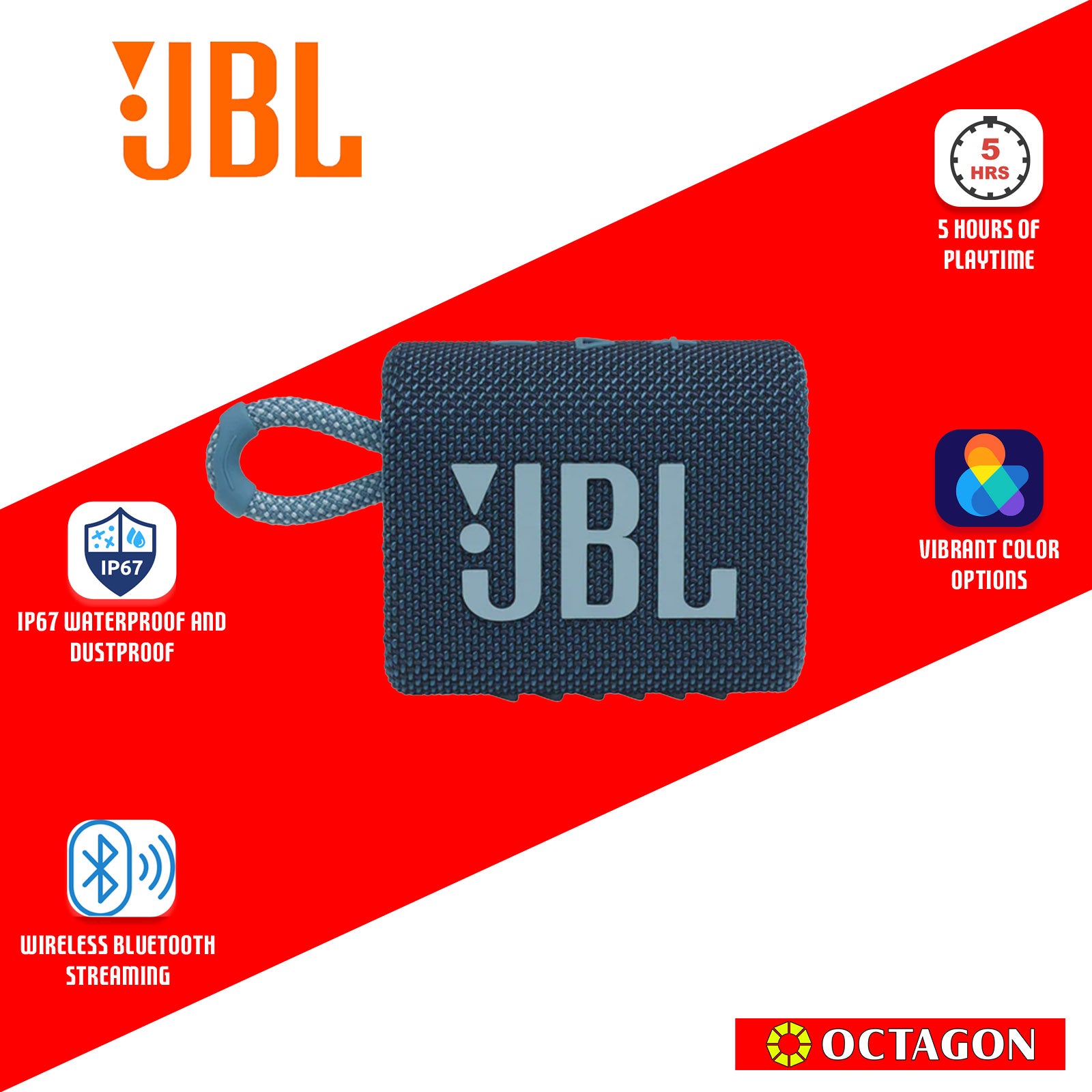 JBL GO 3 BT BLUE SPEAKER PORTABLE