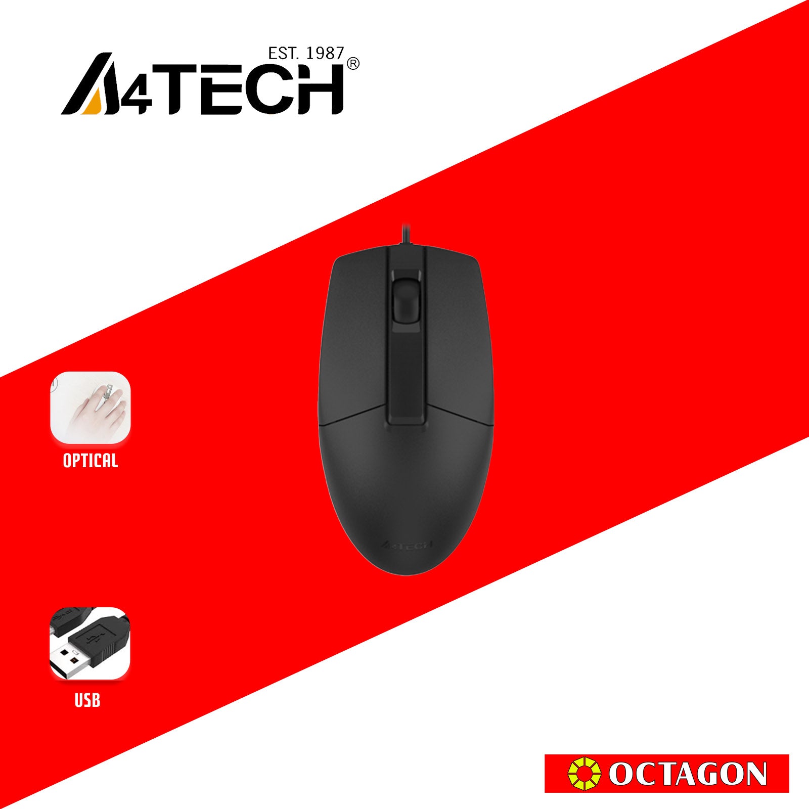 A4 TECH OP-330S BLACK SILENT CLICK WIRED MOUSE