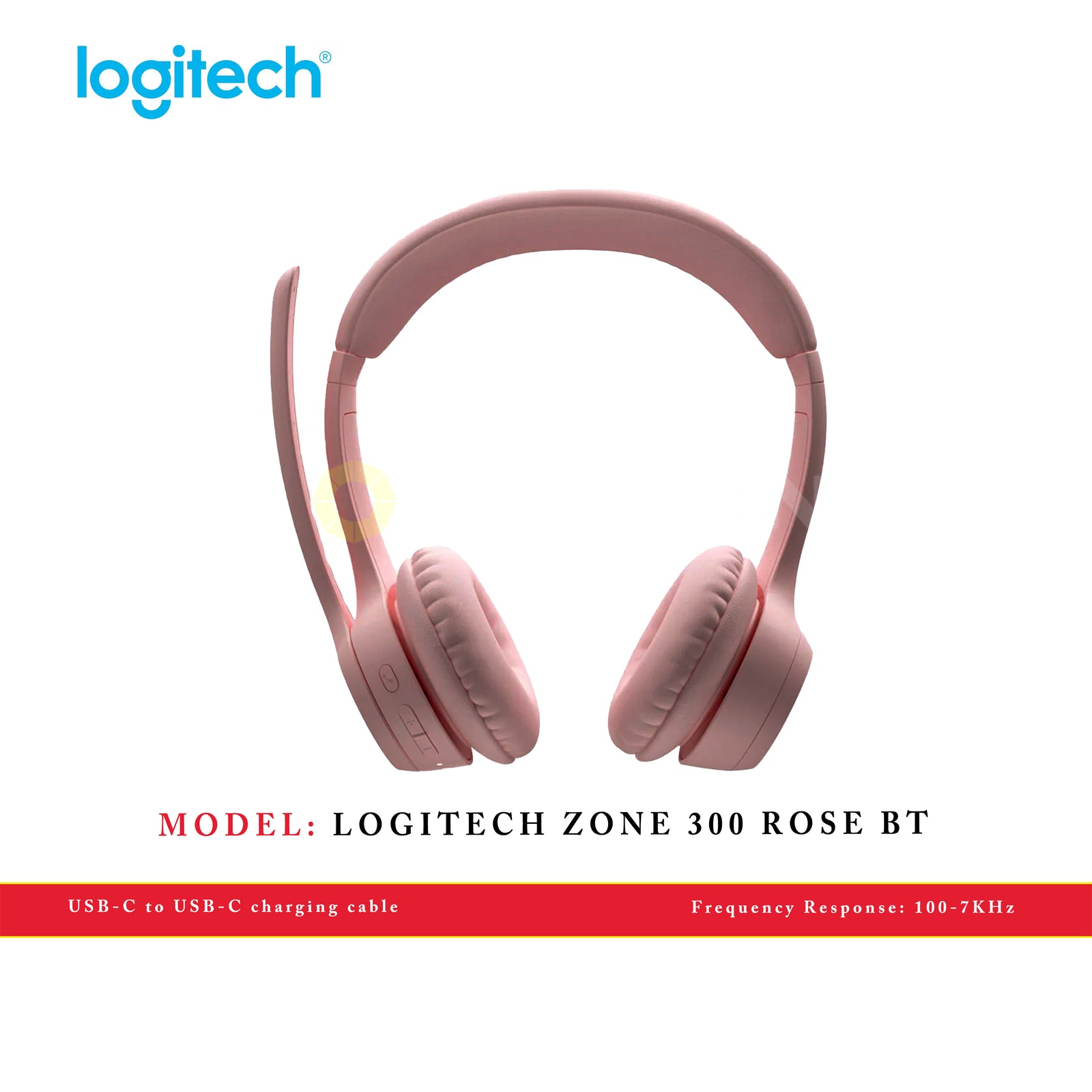 LOGITECH ZONE 300 ROSE BT WIRELESS HEADSET WITH NOISE CANCELLING MIC