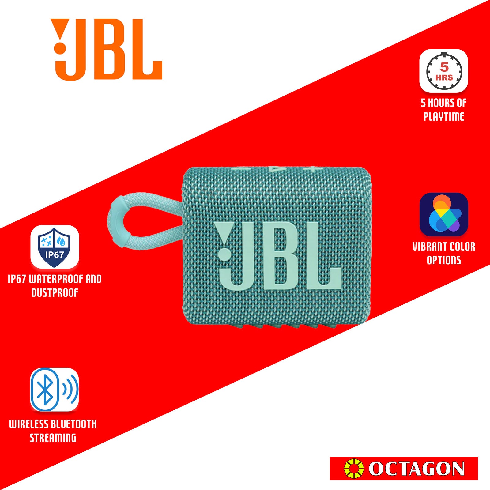 JBL GO 3 BT TEAL SPEAKER PORTABLE WATER