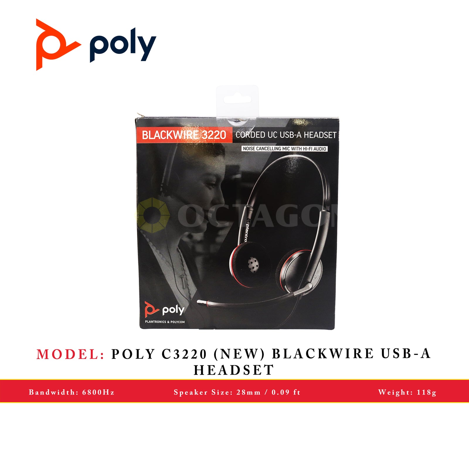 POLY C3220 (NEW) BLACKWIRE USB-A HEADSET