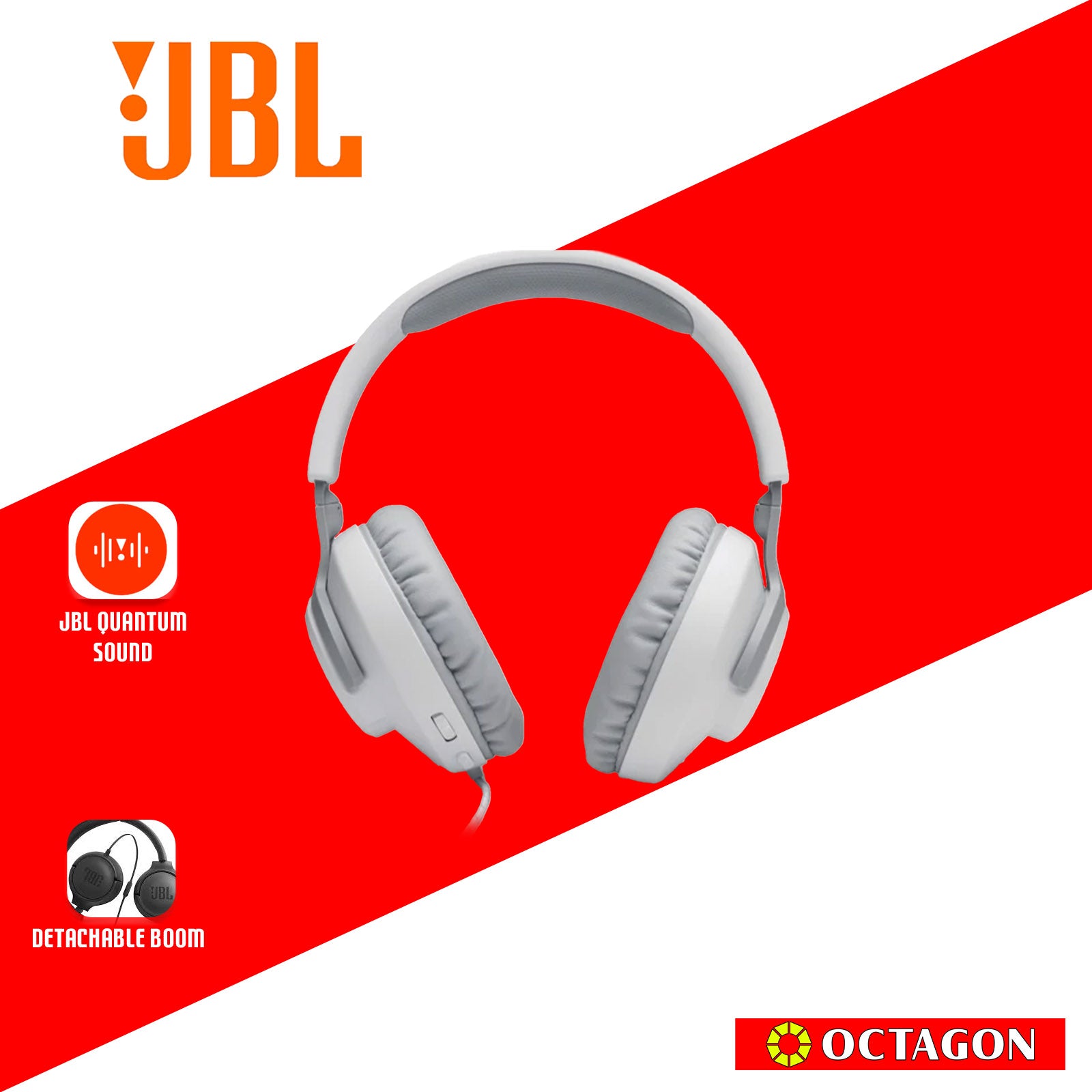 JBL QUANTUM 100 WHITE HEADSET OVER-EAR