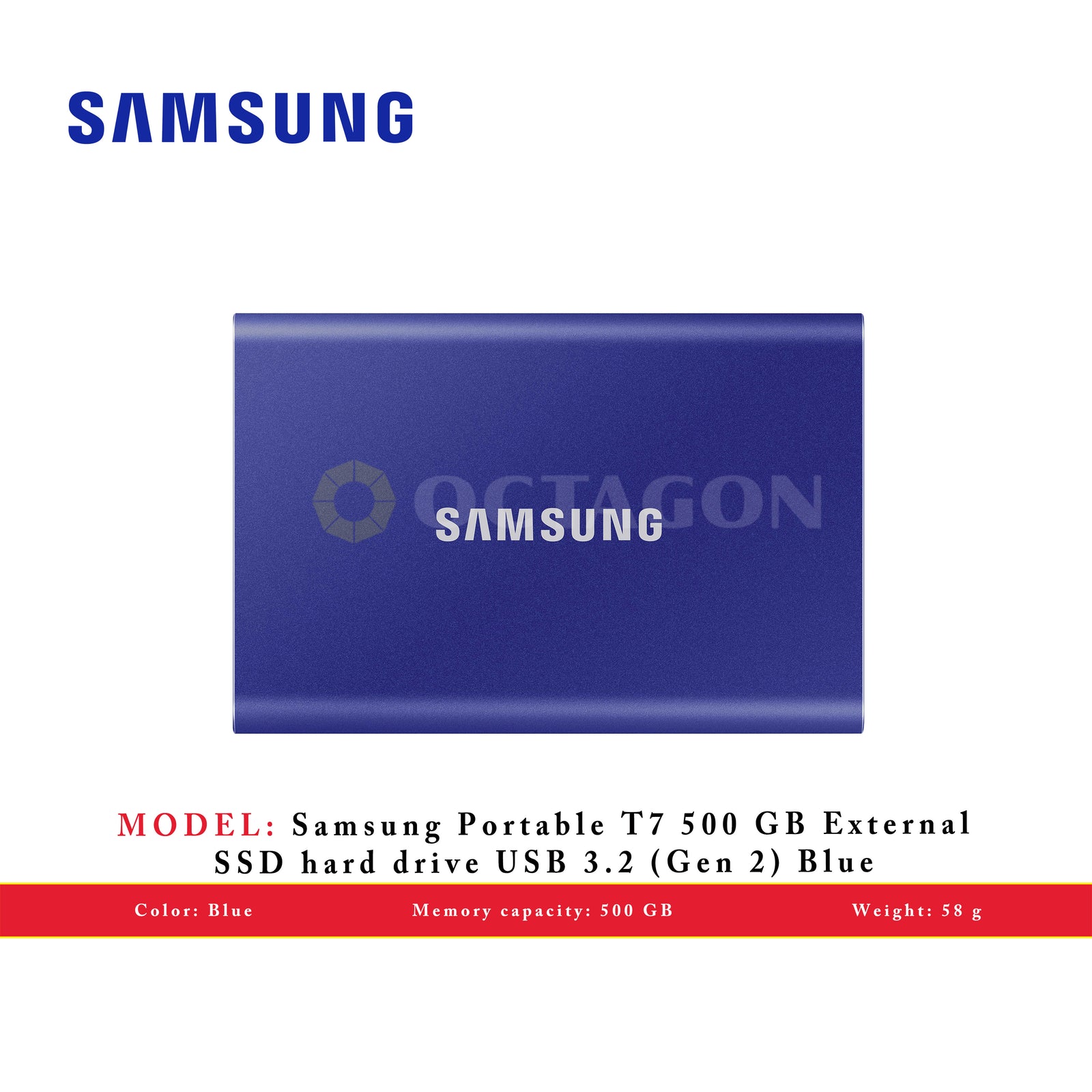 SAMSUNG T7 500GB BLUE PORTABLE SSD