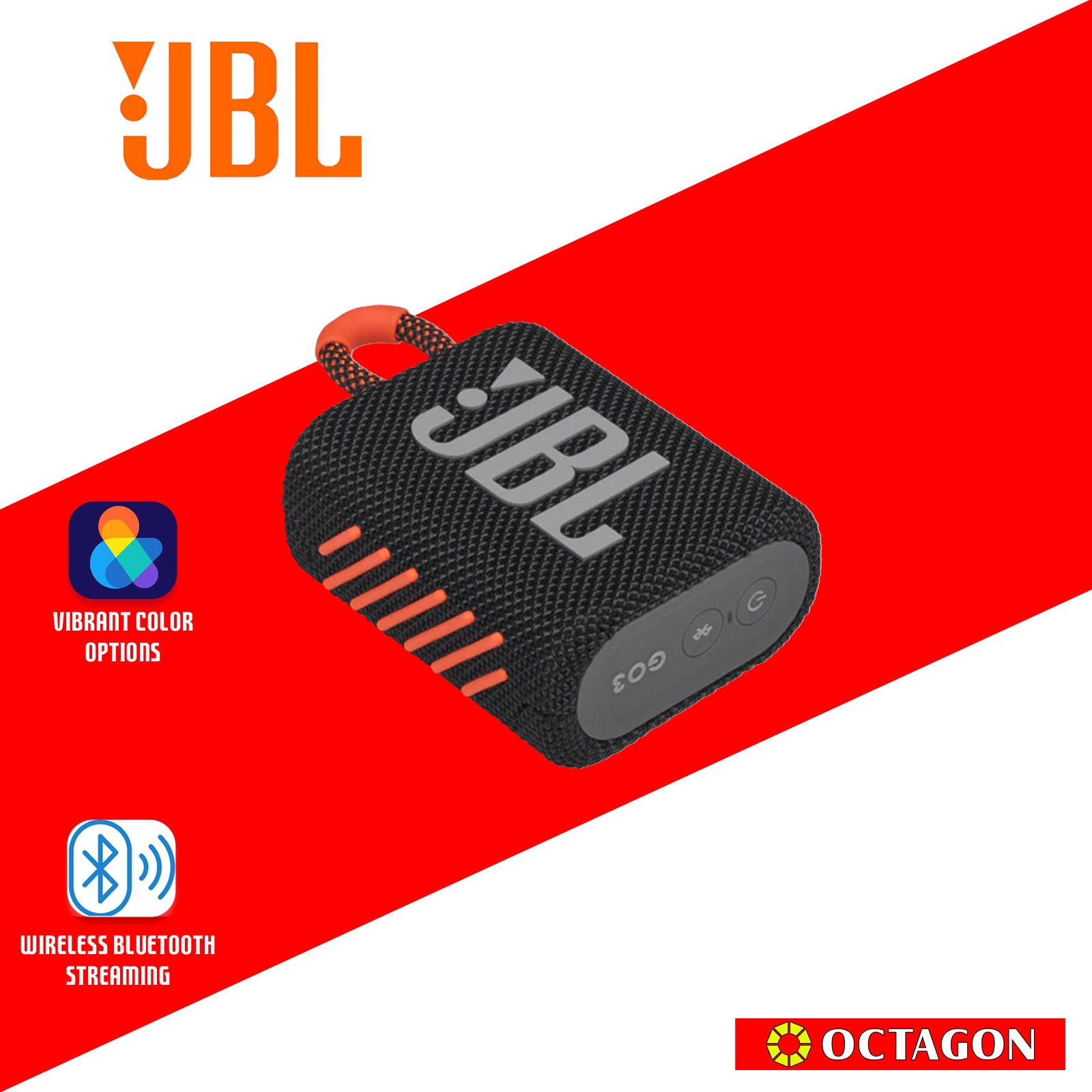 JBL G0 4BT BLACK + ORANGE SPEAKER