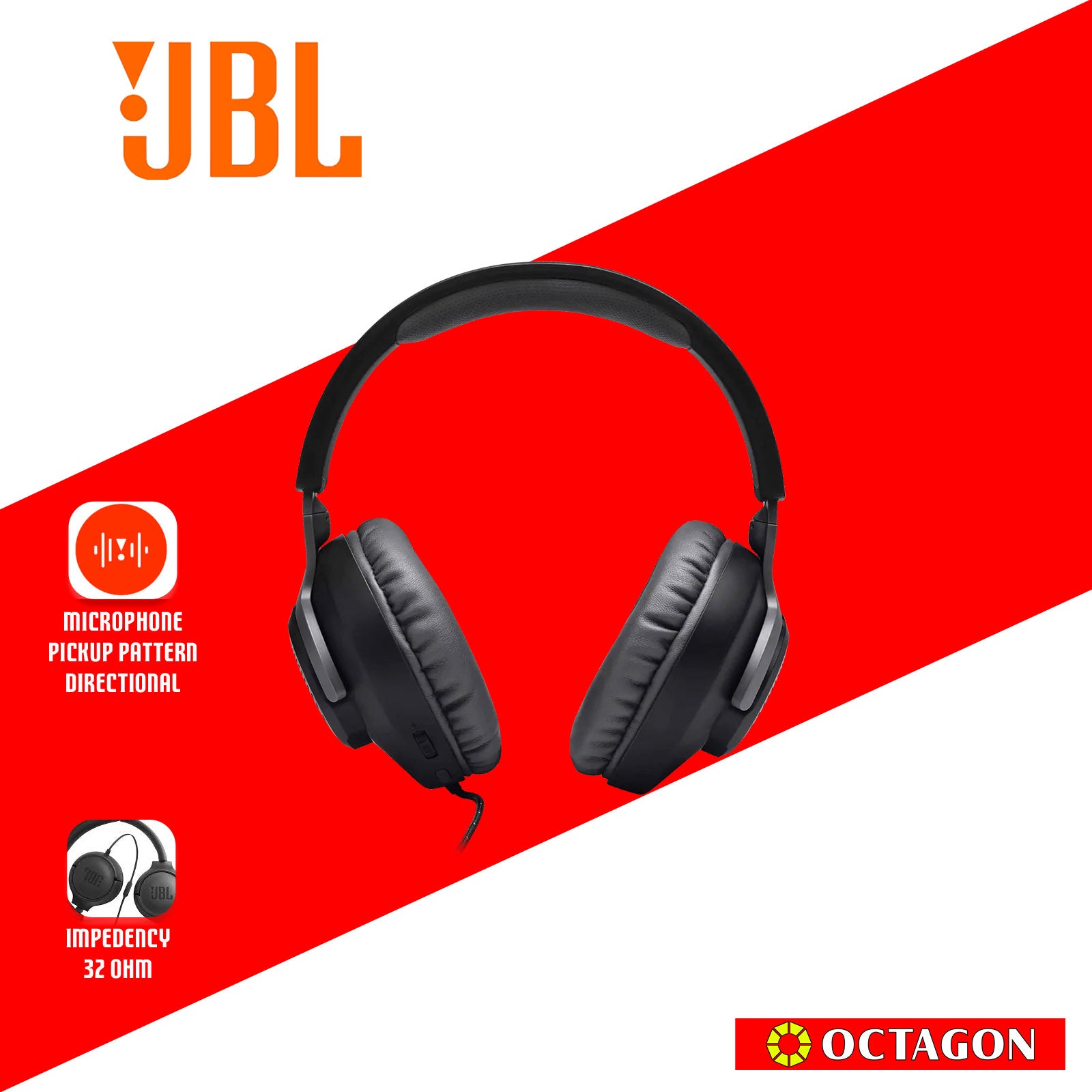 JBL QUANTUM 100 BLACK HEADSET OVER-EAR