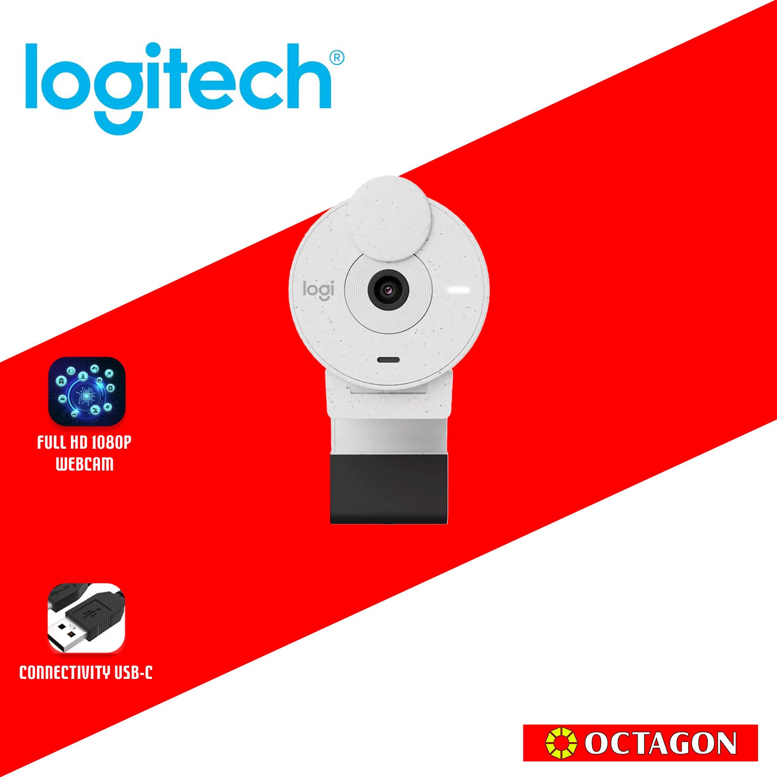 LOGITECH BRIO 300 WHITE WEBCAM 1080P