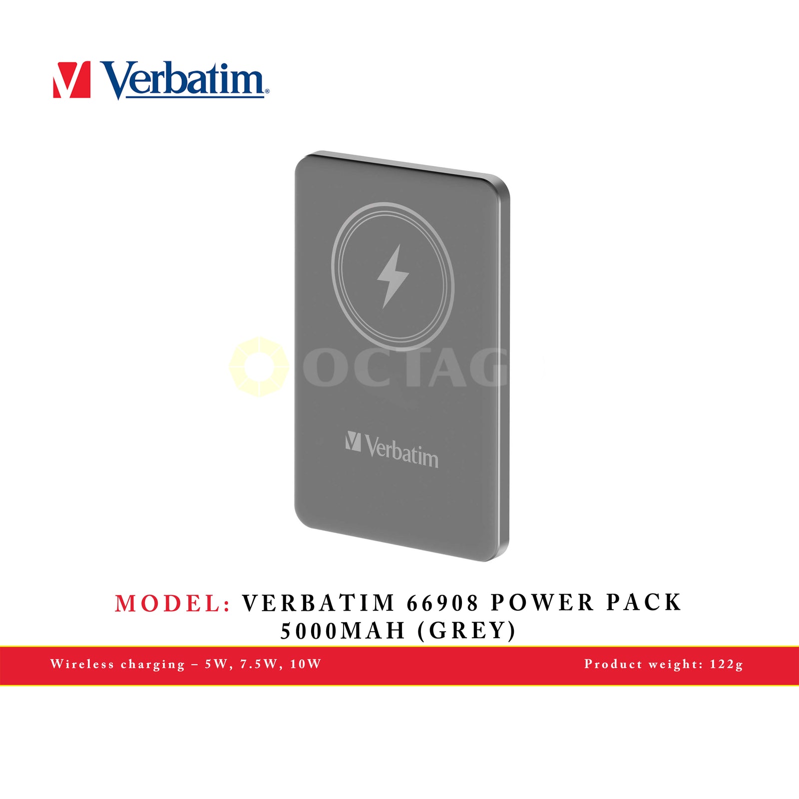 VERBATIM 66908 POWER PACK 5000MAH MAGNETIC WIRELESS CHARGING (GREY)