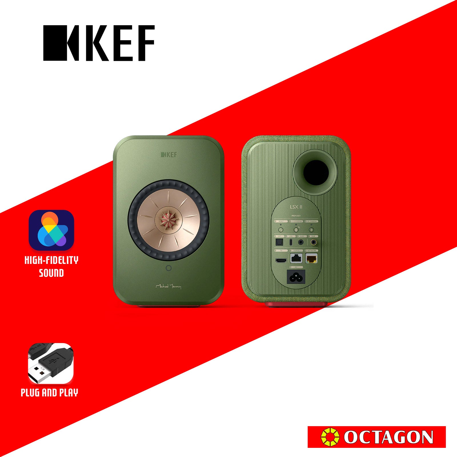 KEF LSX II LT SAGE GREEN BT WIRELESS HIFI SPEAKER