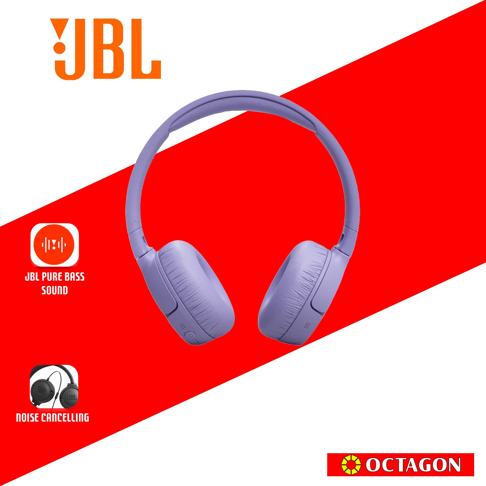 JBL T670NC PURPLE WIRELESS ON EAR HEADSET