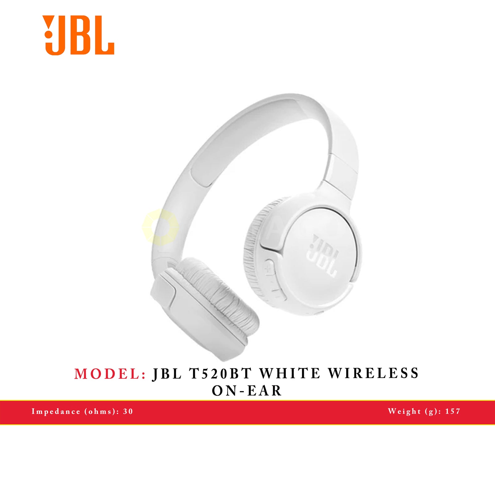 JBL T520BT WHITE WIRELESS ON-EAR