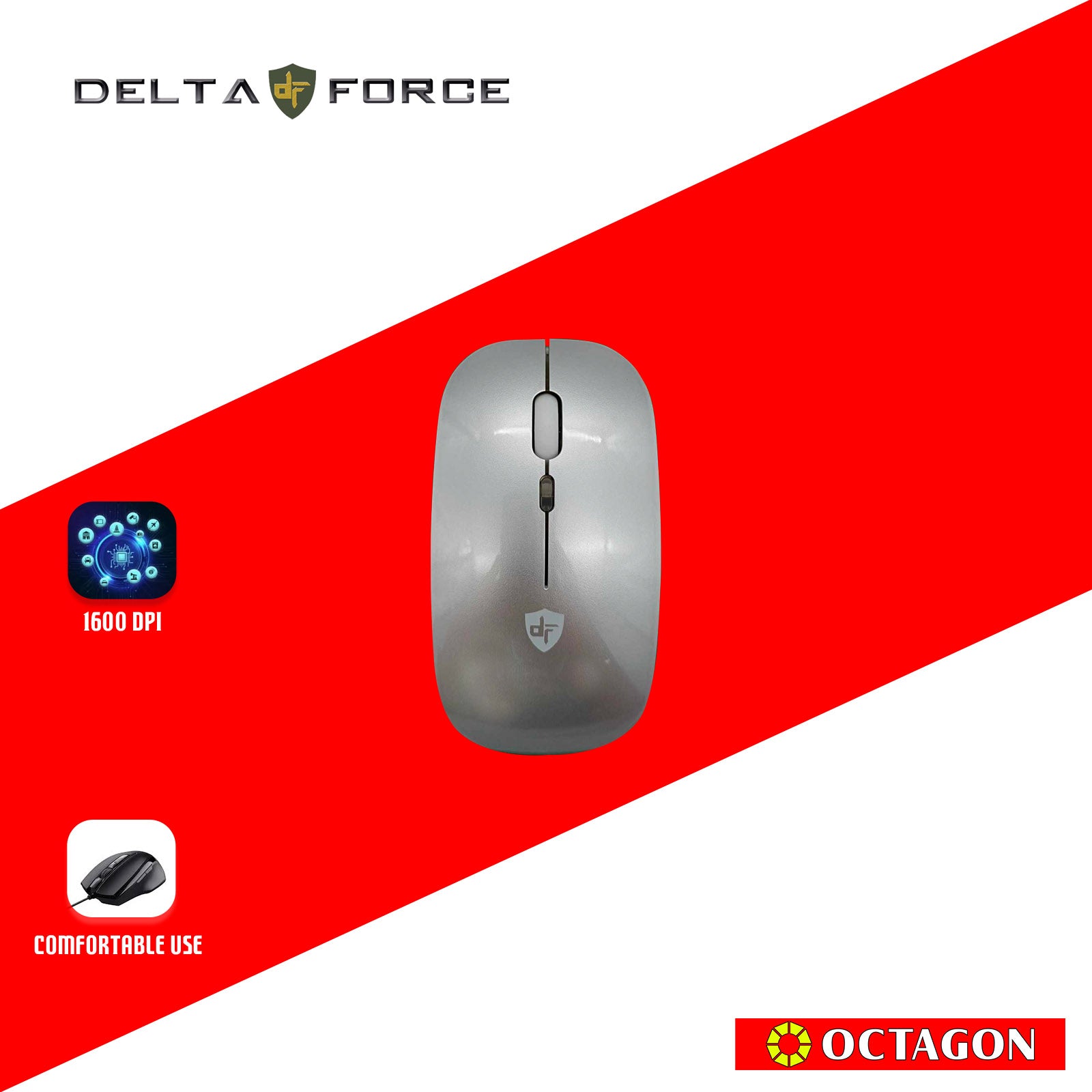 DELTA FORCE GWM306 RECHARGEABLE WIRELESS RGB MOUSE 1600DPI