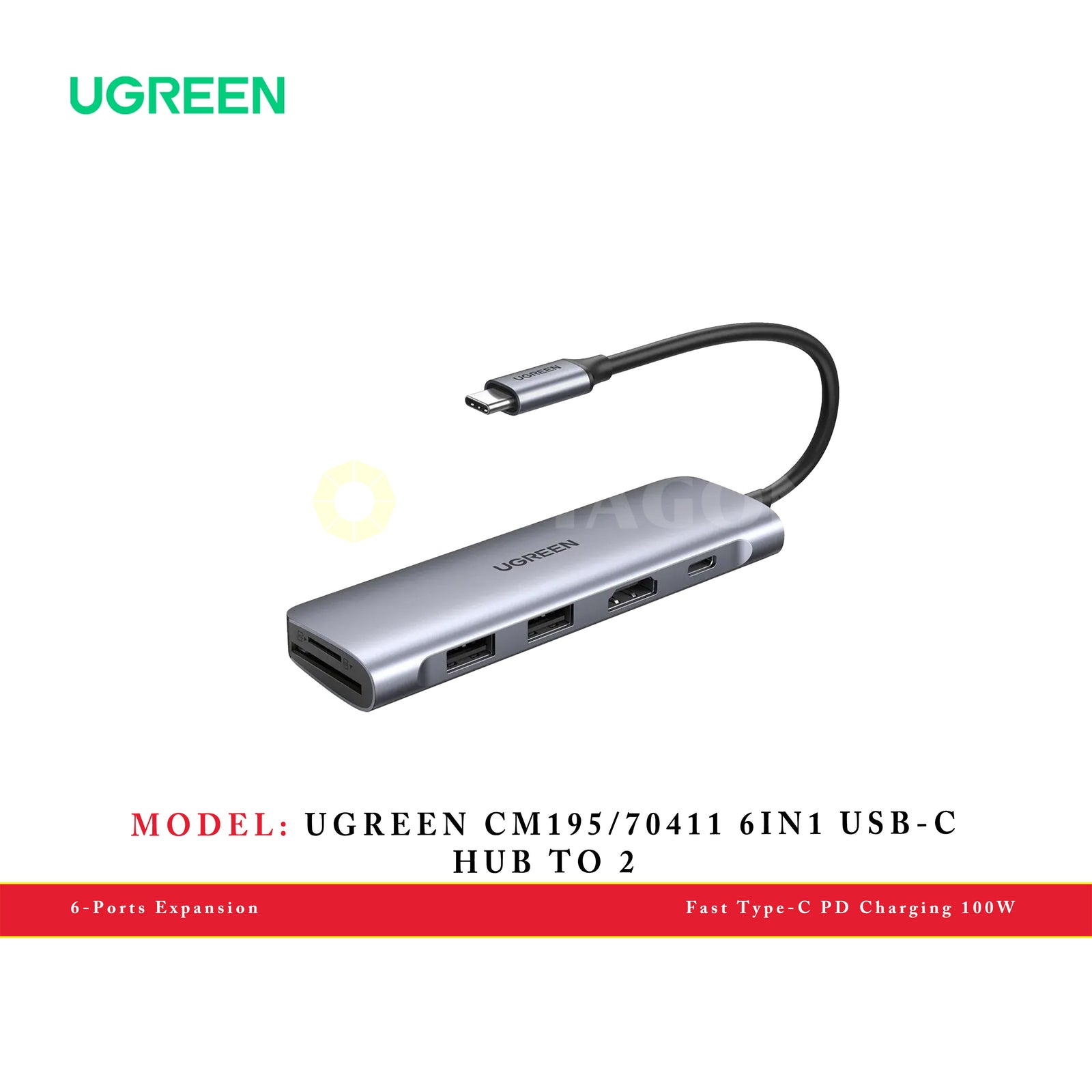 UGREEN CM195/70411 6IN1 USB-C HUB