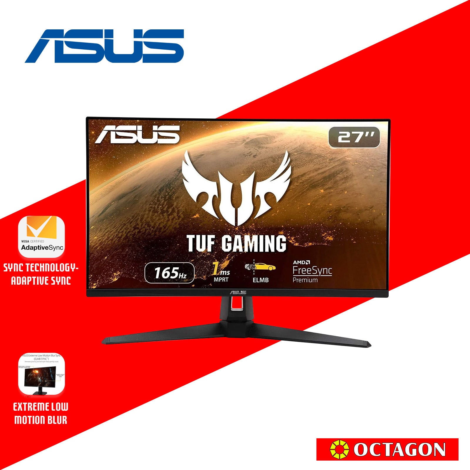 ASUS TUF GAMING VG279Q1A 27-INCH FHD 165HZ EXTREME LOW MOTION BLUR, ADAPTIVE-SYNC, FREESYNC GAMING MONITOR