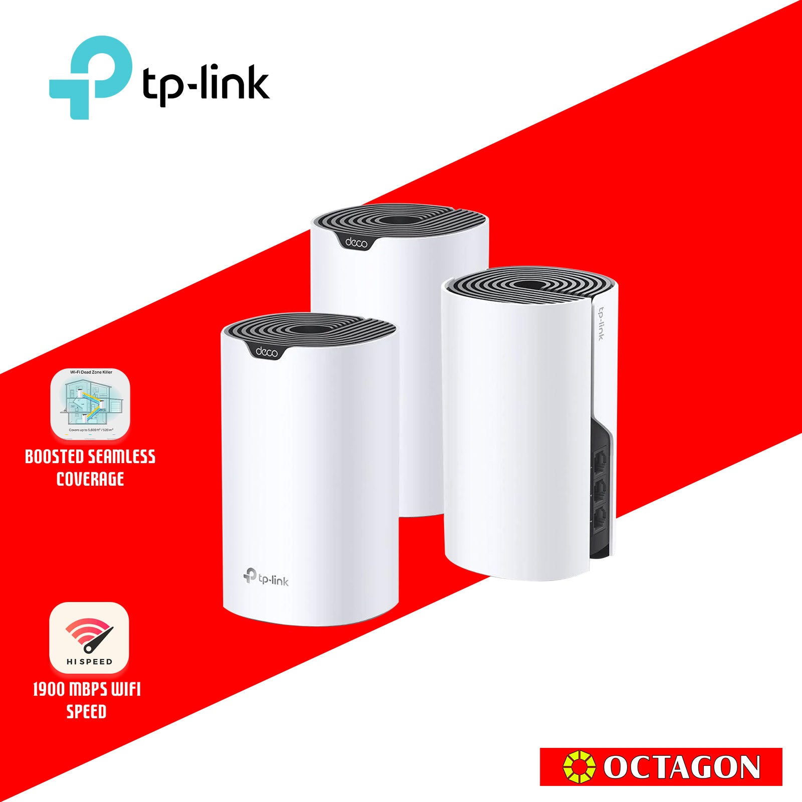 TPLINK DECO S7 3-PACK AC1900 DUAL WHOLE HOME MESH WI-FI SYSTEM