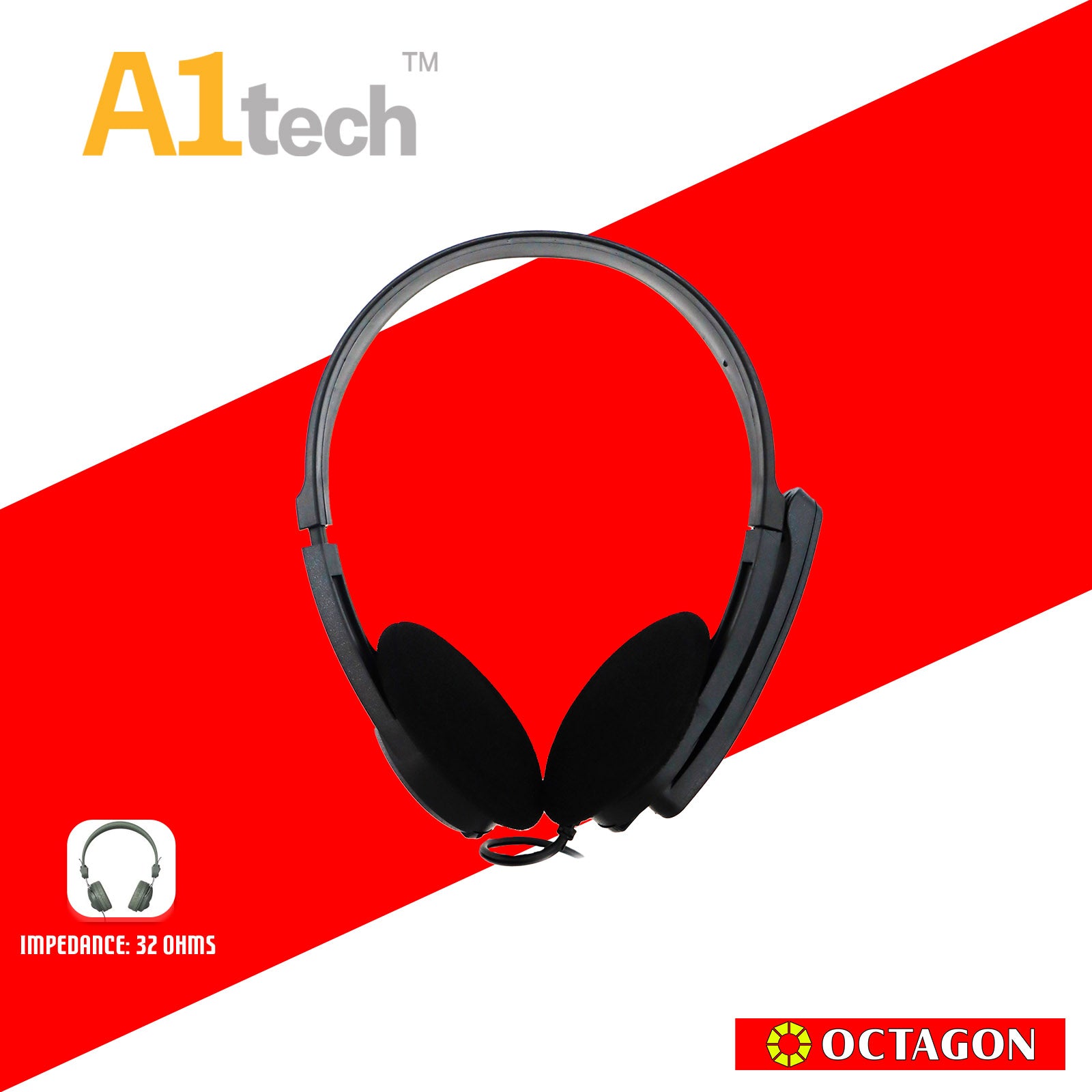 A1TECH AAH-001D 2X3.5MM PC HEADSET WITH MICROPHONE & CONTROLLER