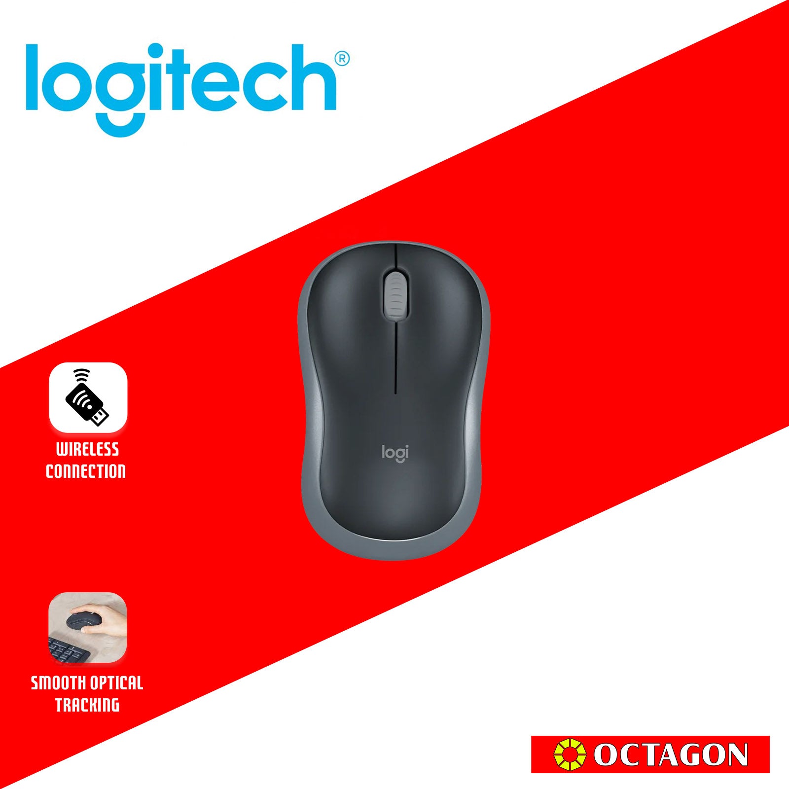 LOGITECH M185 GRAY WIRELESS MOUSE