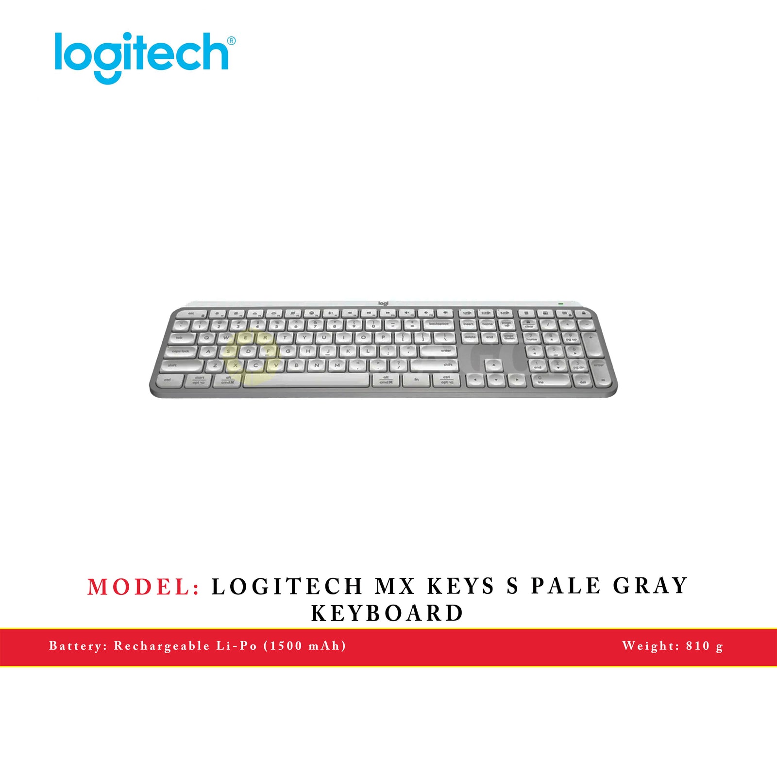 LOGITECH MX KEYS S PALE GRAY KEYBOARD