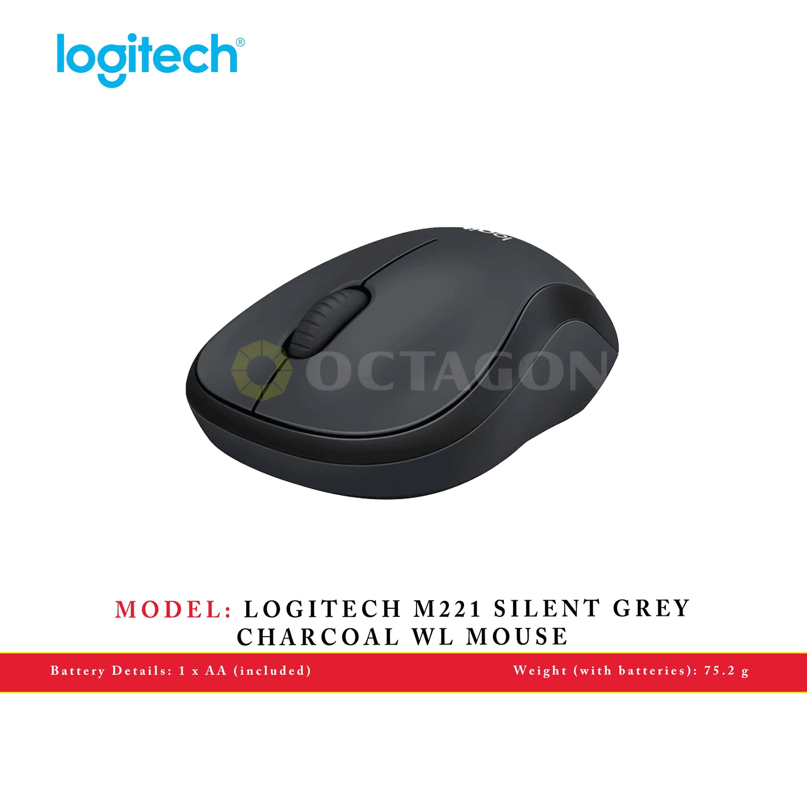 LOGITECH M221 SILENT GREY CHARCOAL WL MOUSE