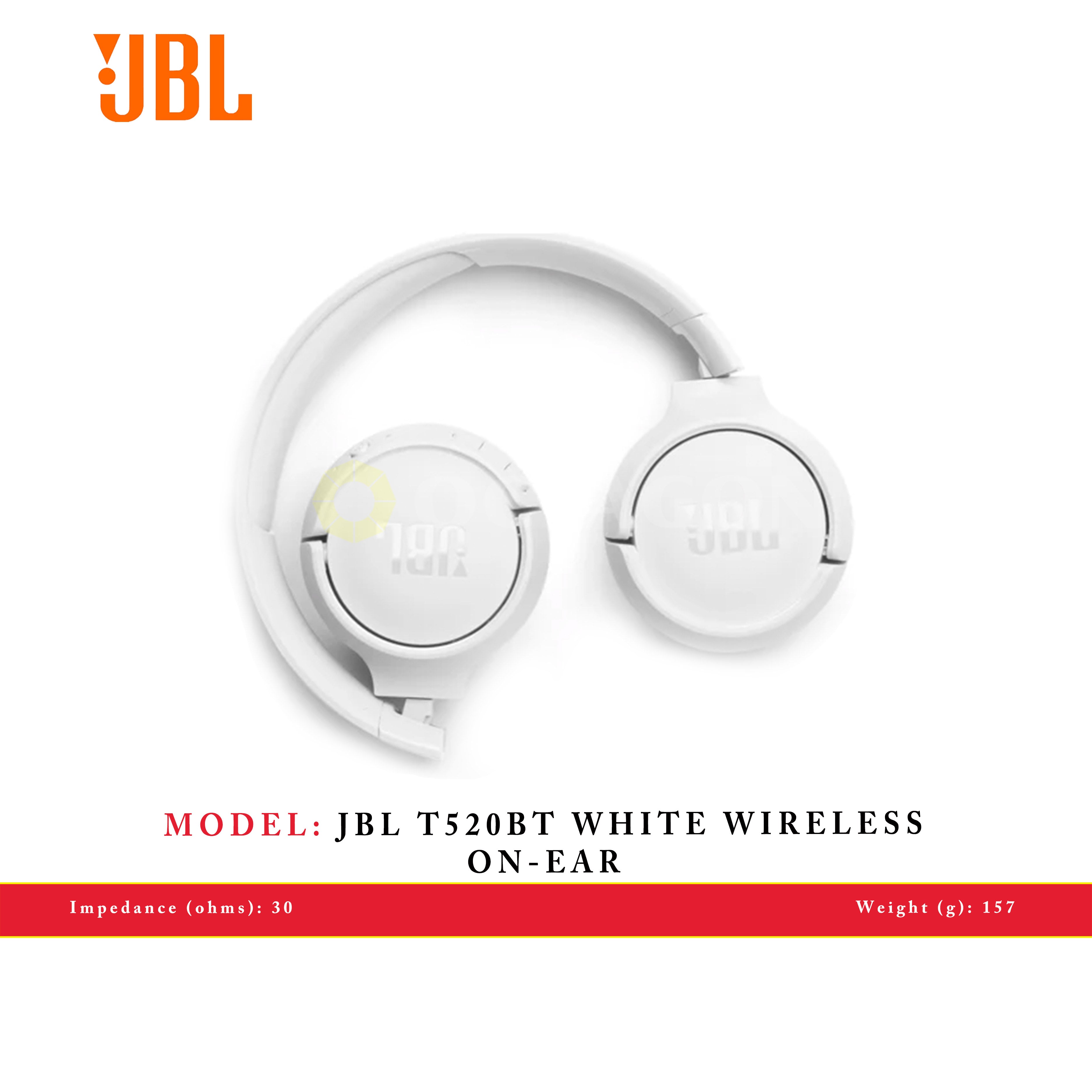 JBL T520BT WHITE WIRELESS ON-EAR