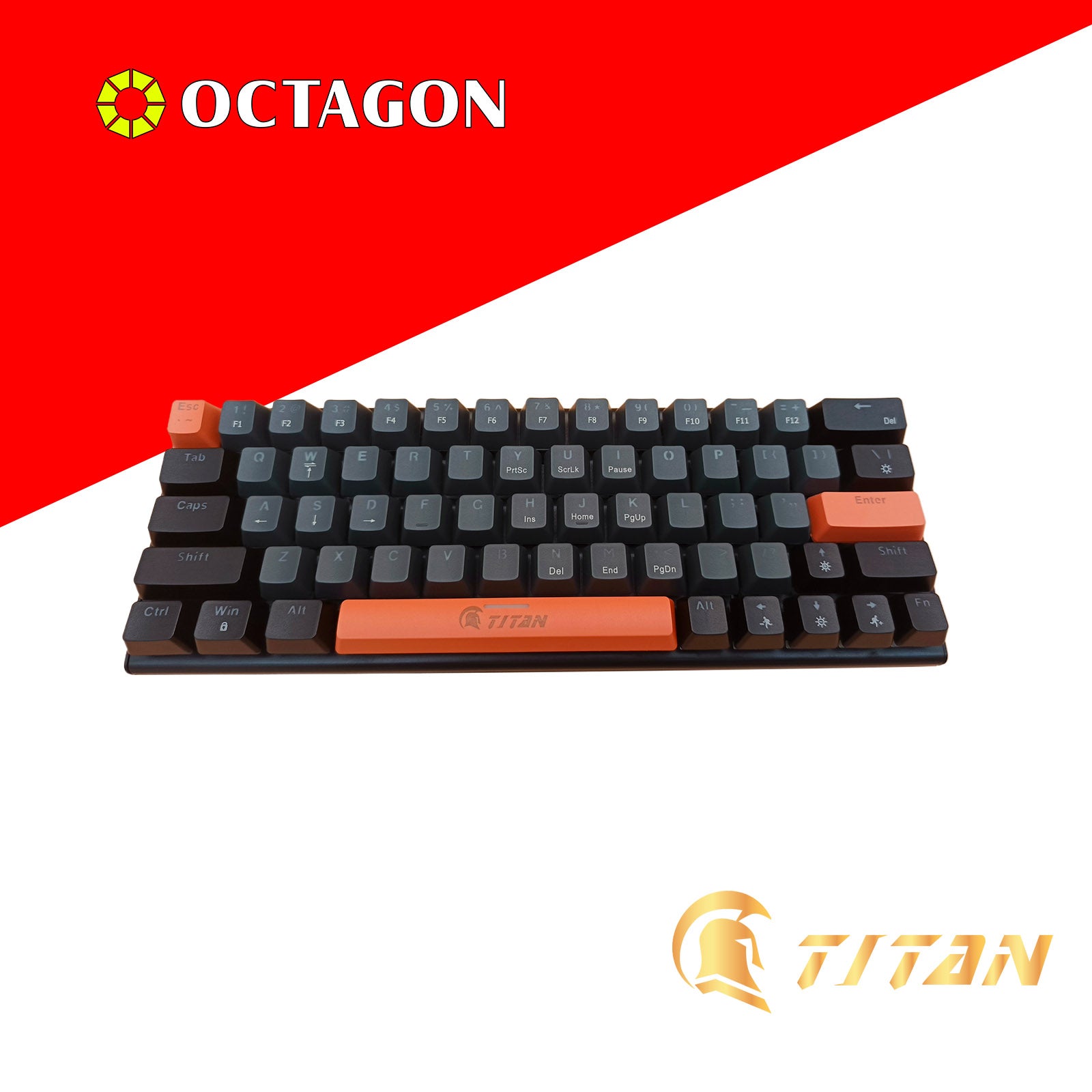 TITAN TKD-831A BACKLIGHT USB MECHANICAL GAMING 64% COMPACT KEYBOARD LUMINOUS MODE 61/64 KEYS