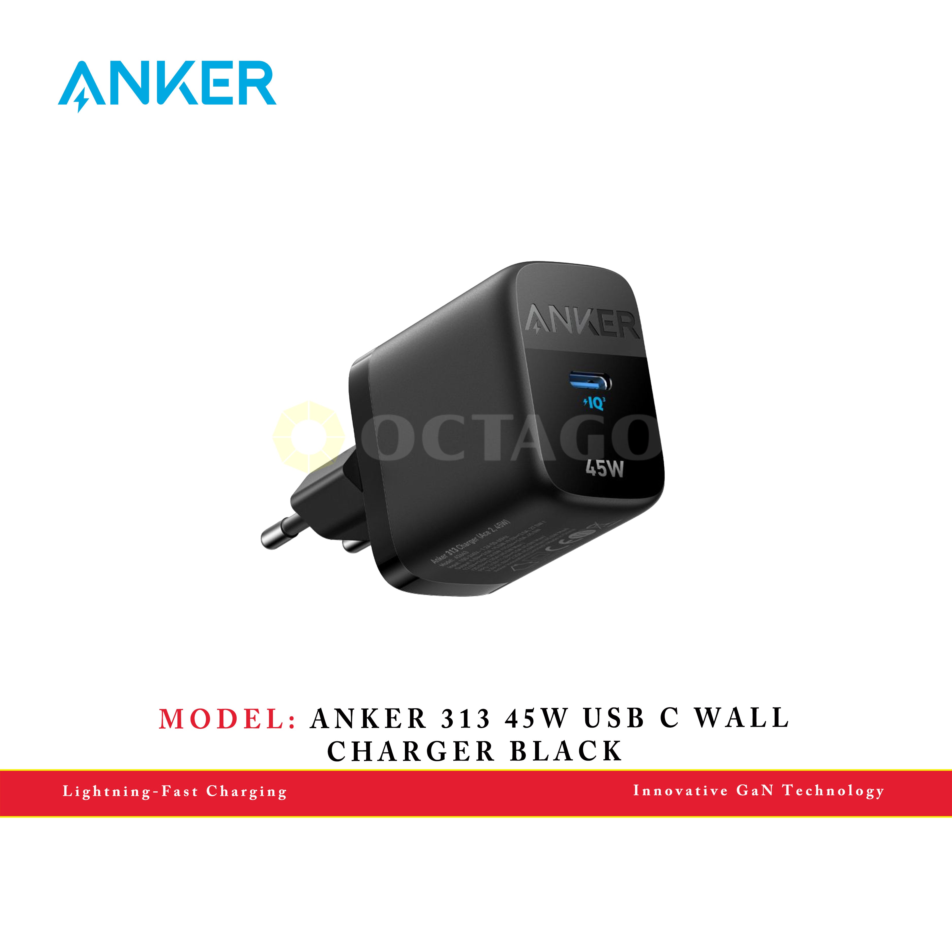 ANKER 313 45W USB C WALL CHARGER BLACK