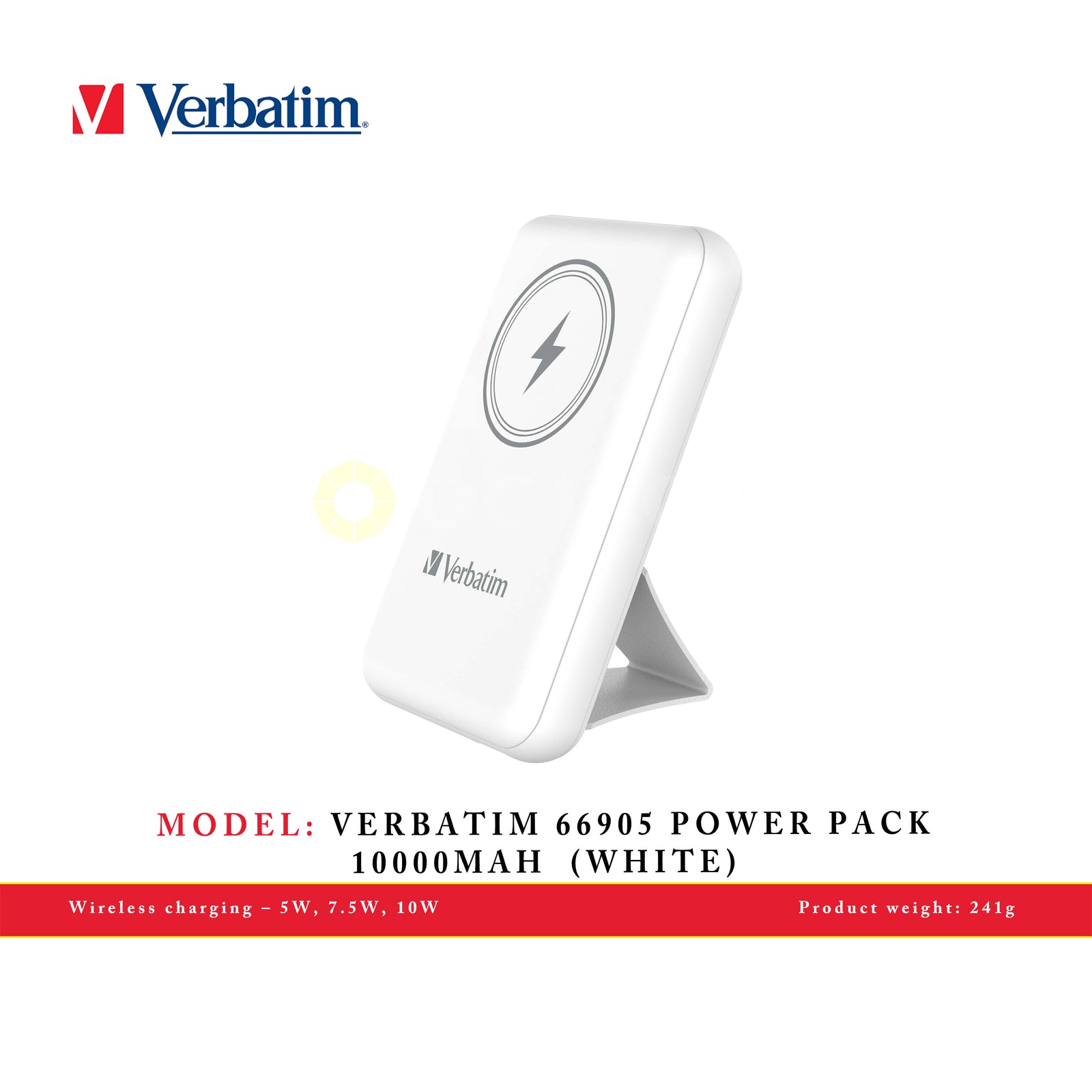 VERBATIM 66905 POWER PACK 10000MAH MAGNETIC WIRELESS CHARGING (WHITE)