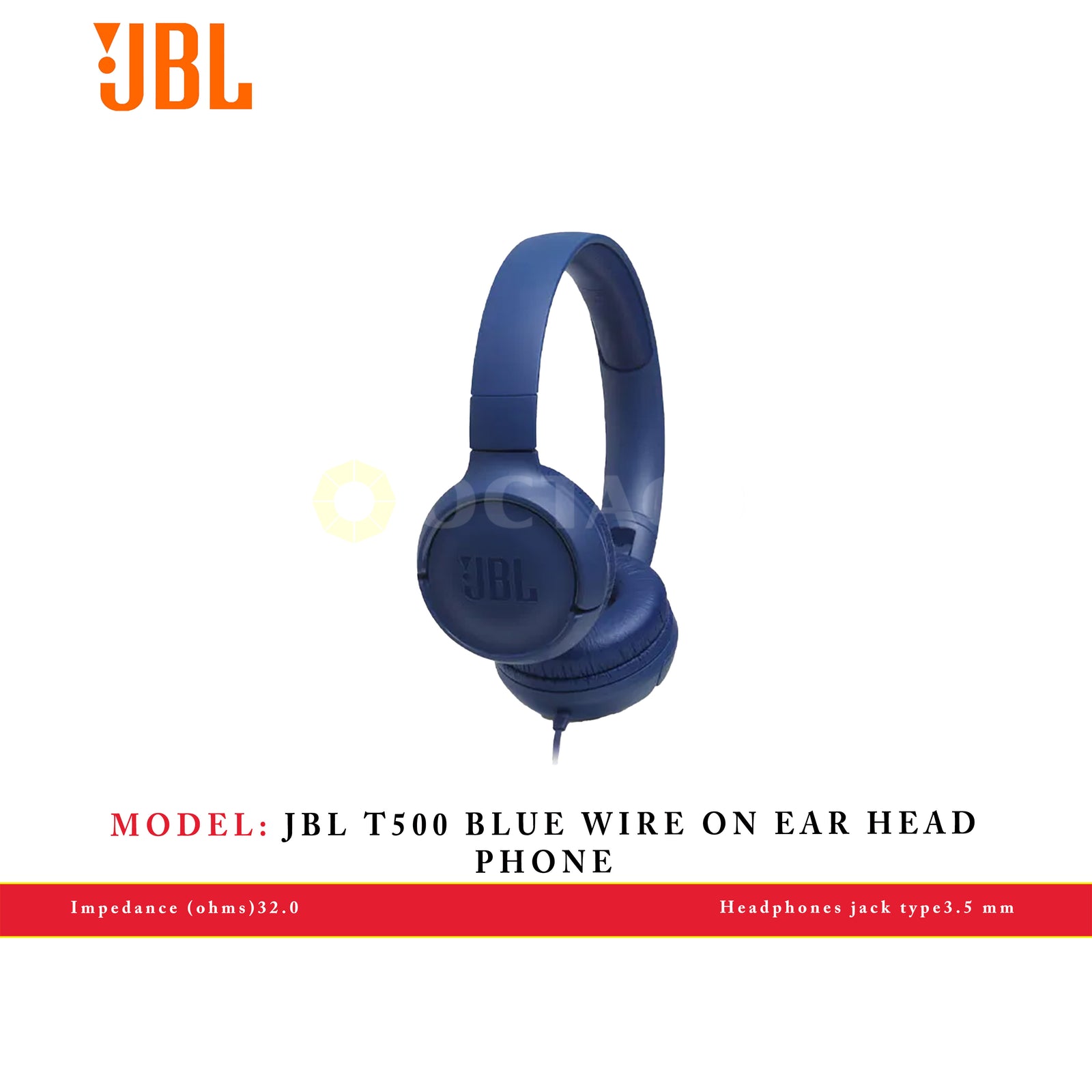 JBL T500 BLUE WIRE ON EAR HEAD PHONE