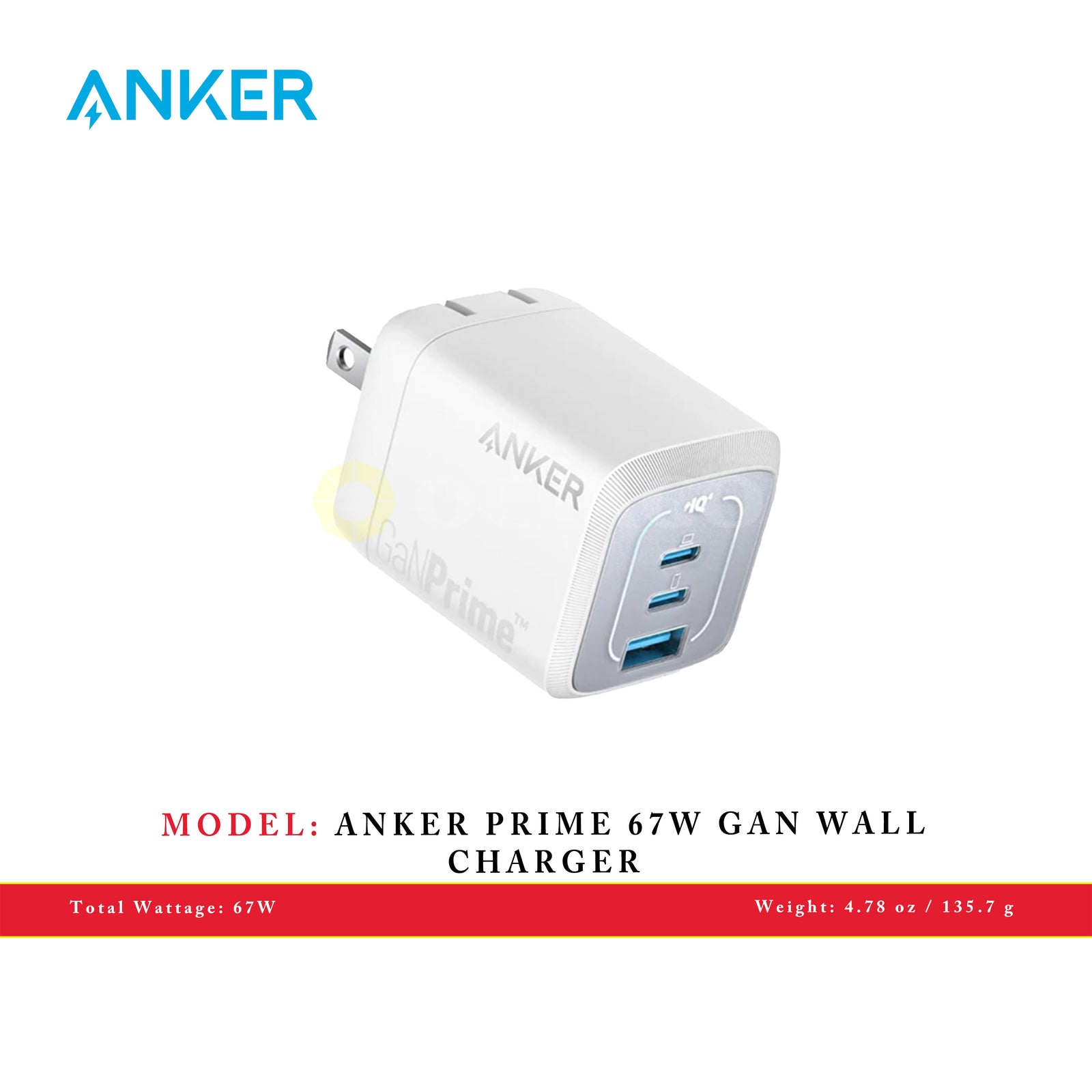 ANKER PRIME 67W GAN WALL CHARGER