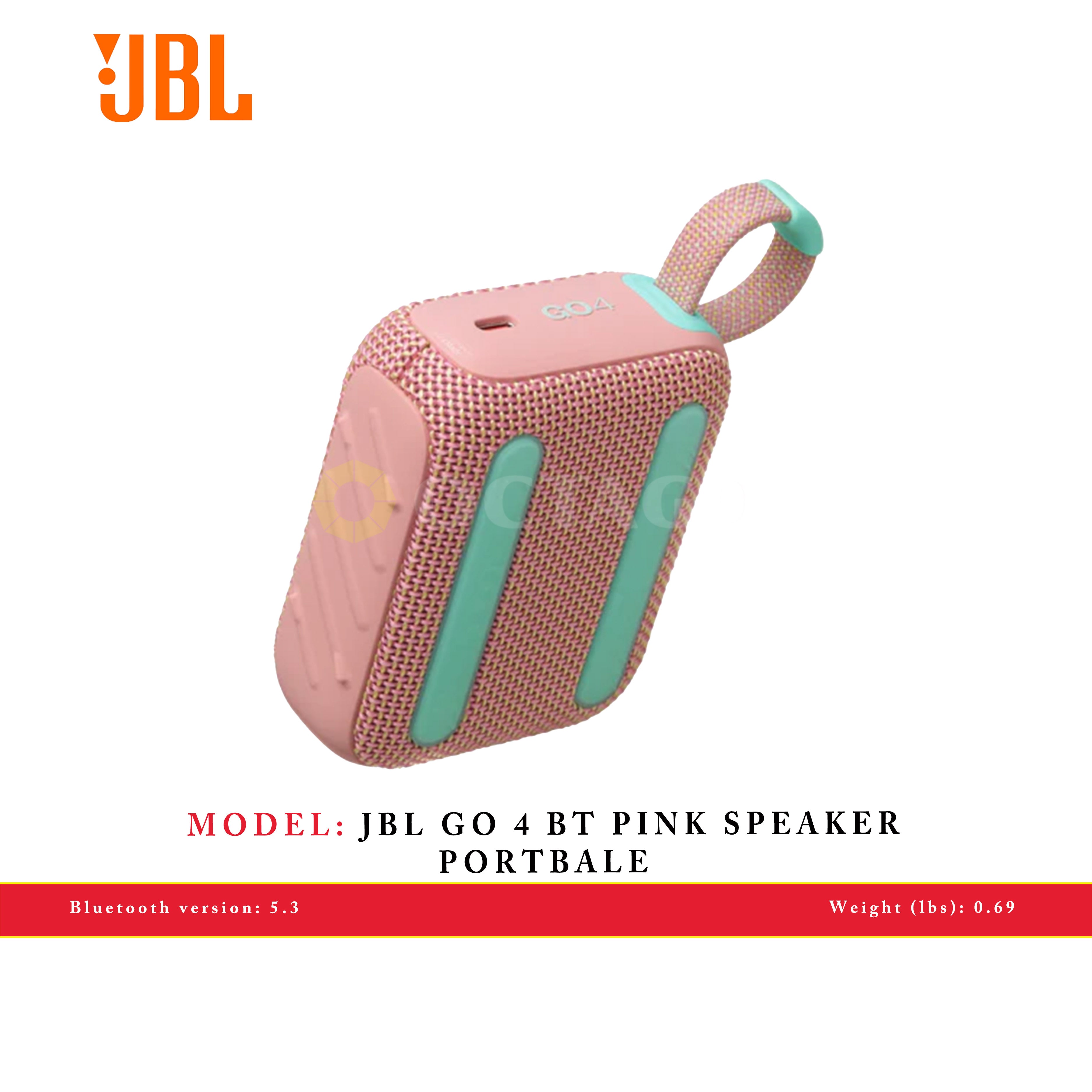 JBL GO 4 BT PINK SPEAKER PORTBALE