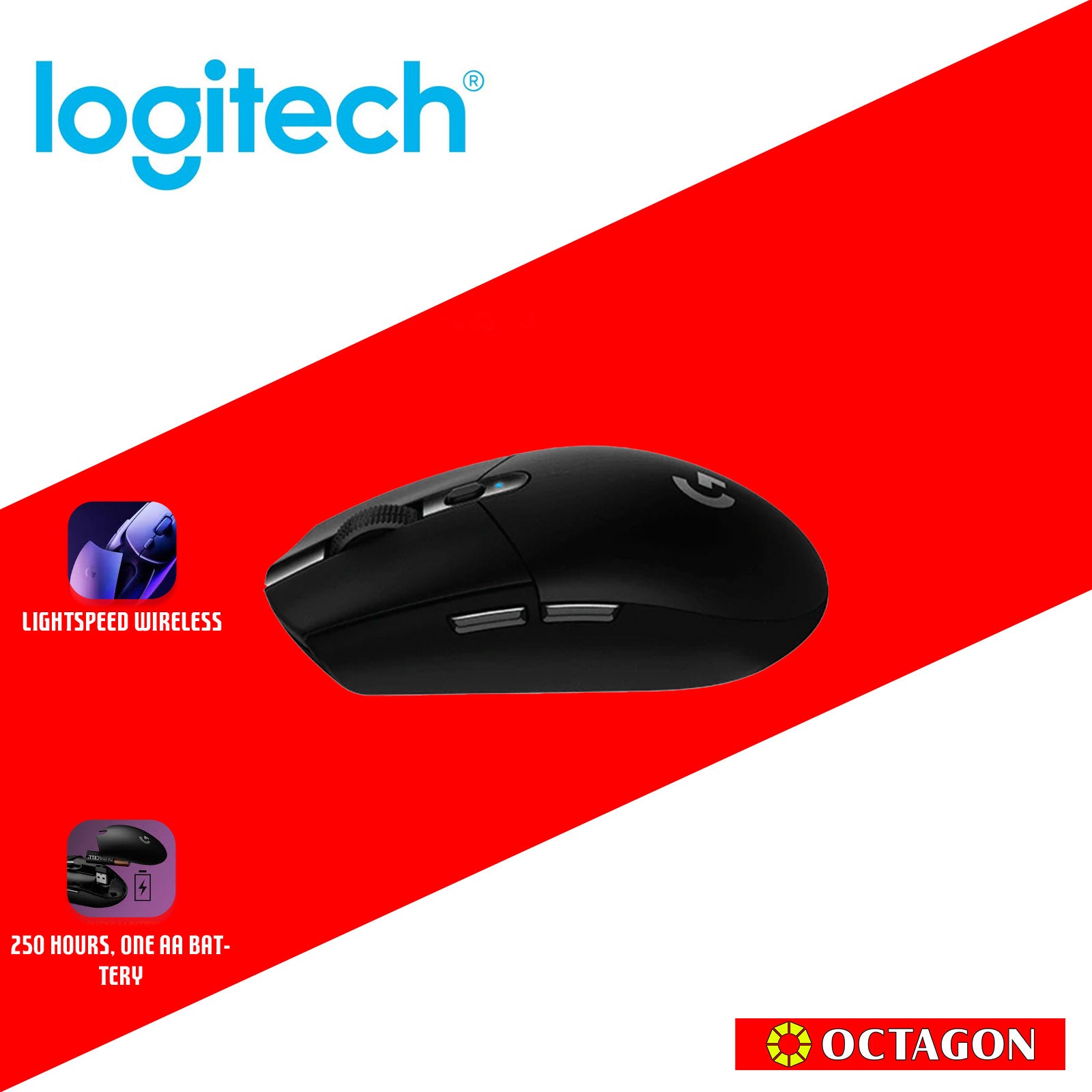 LOGITECH G304 BLACK WIRELESS GAMING MOUSE