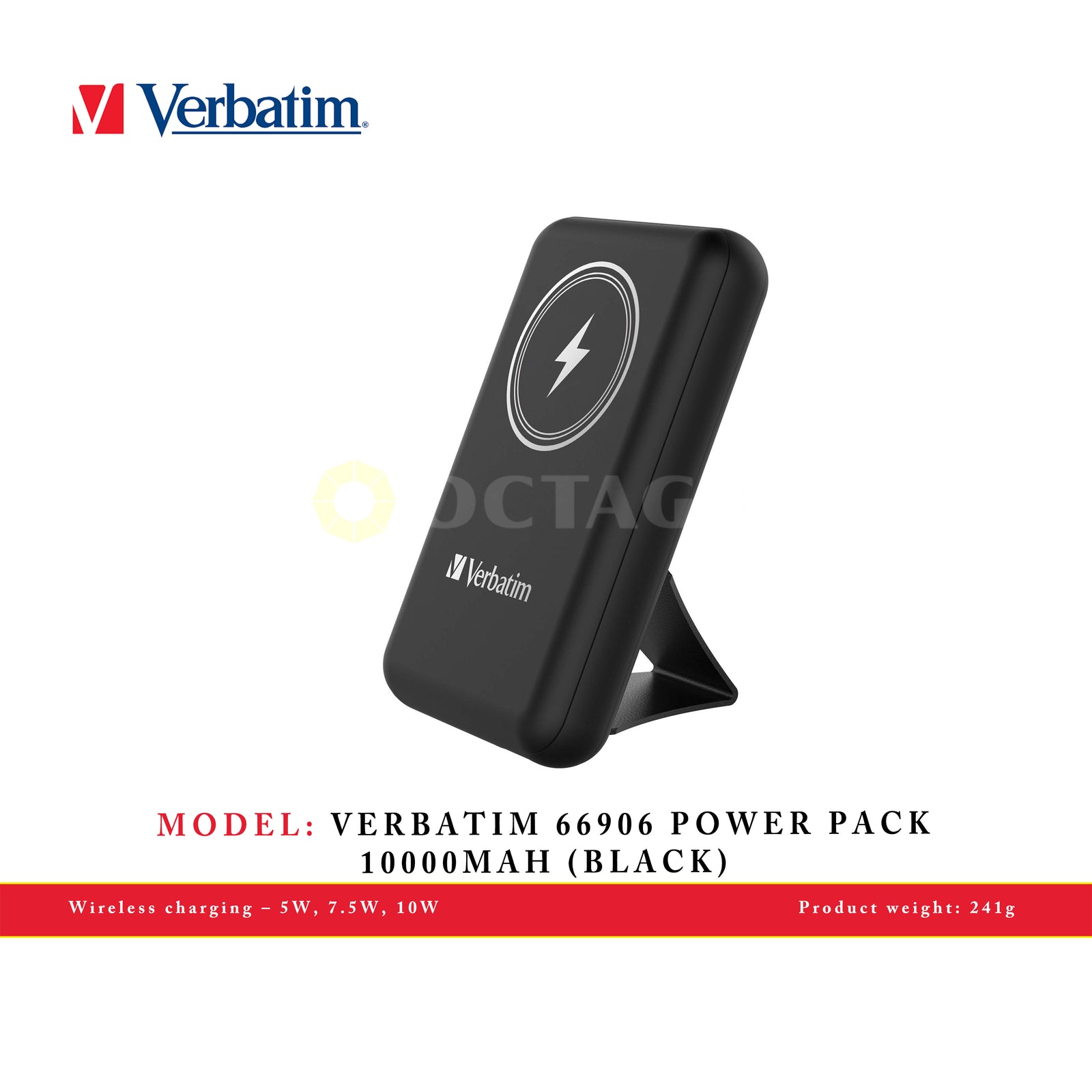 VERBATIM 66906 POWER PACK 10000MAH MAGNETIC WIRELESS CHARGING (BLACK)