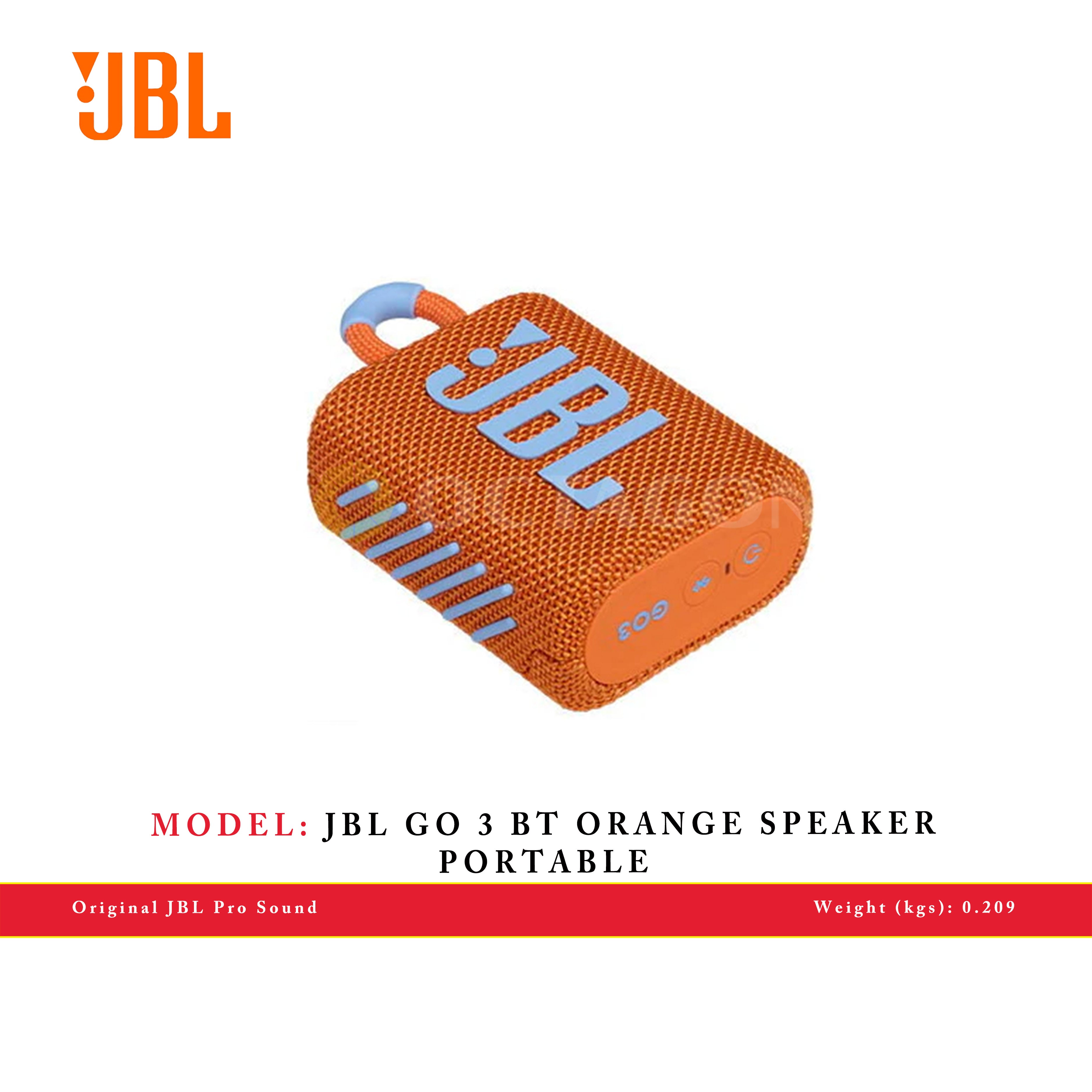 JBL GO 3 BT ORANGE SPEAKER PORTABLE