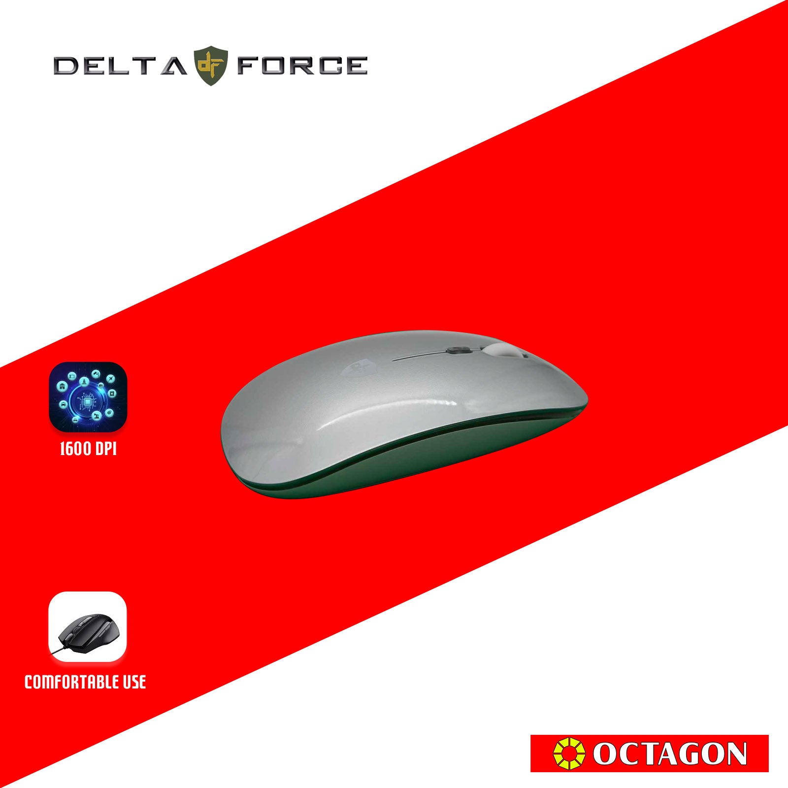 DELTA FORCE GWM306 RECHARGEABLE WIRELESS RGB MOUSE 1600DPI