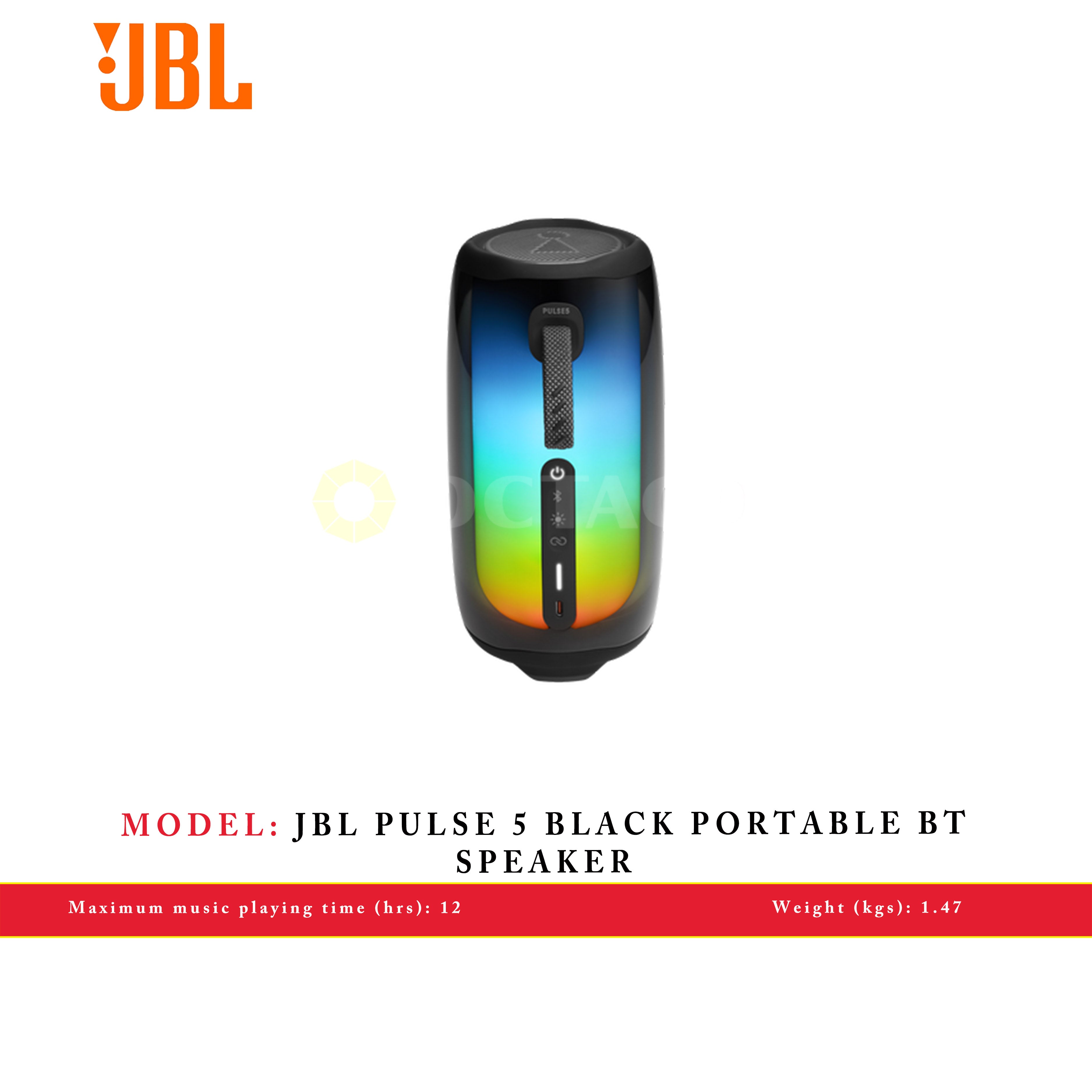 JBL PULSE 5 BLACK PORTABLE BT SPEAKER