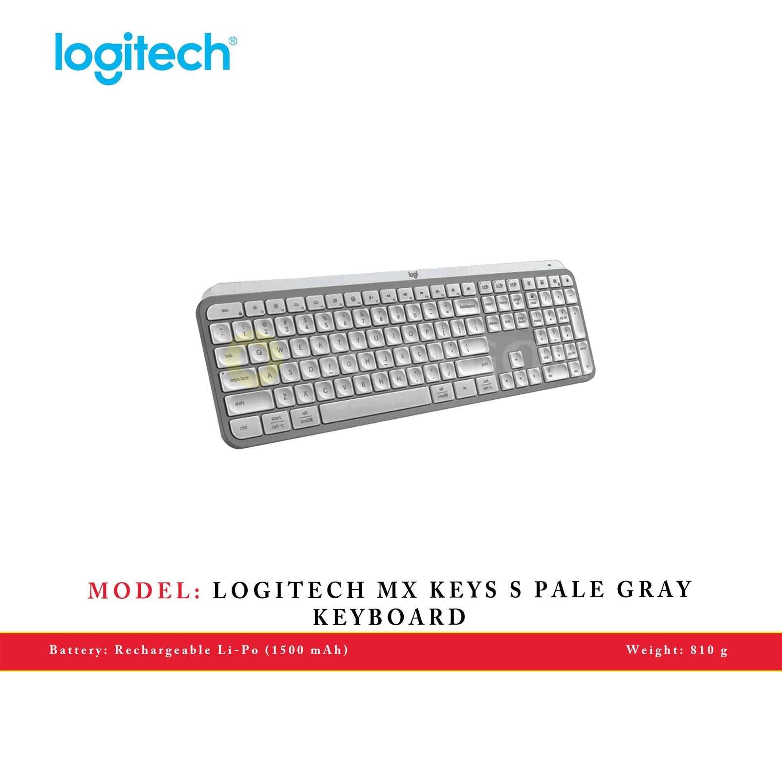 LOGITECH MX KEYS S PALE GRAY KEYBOARD