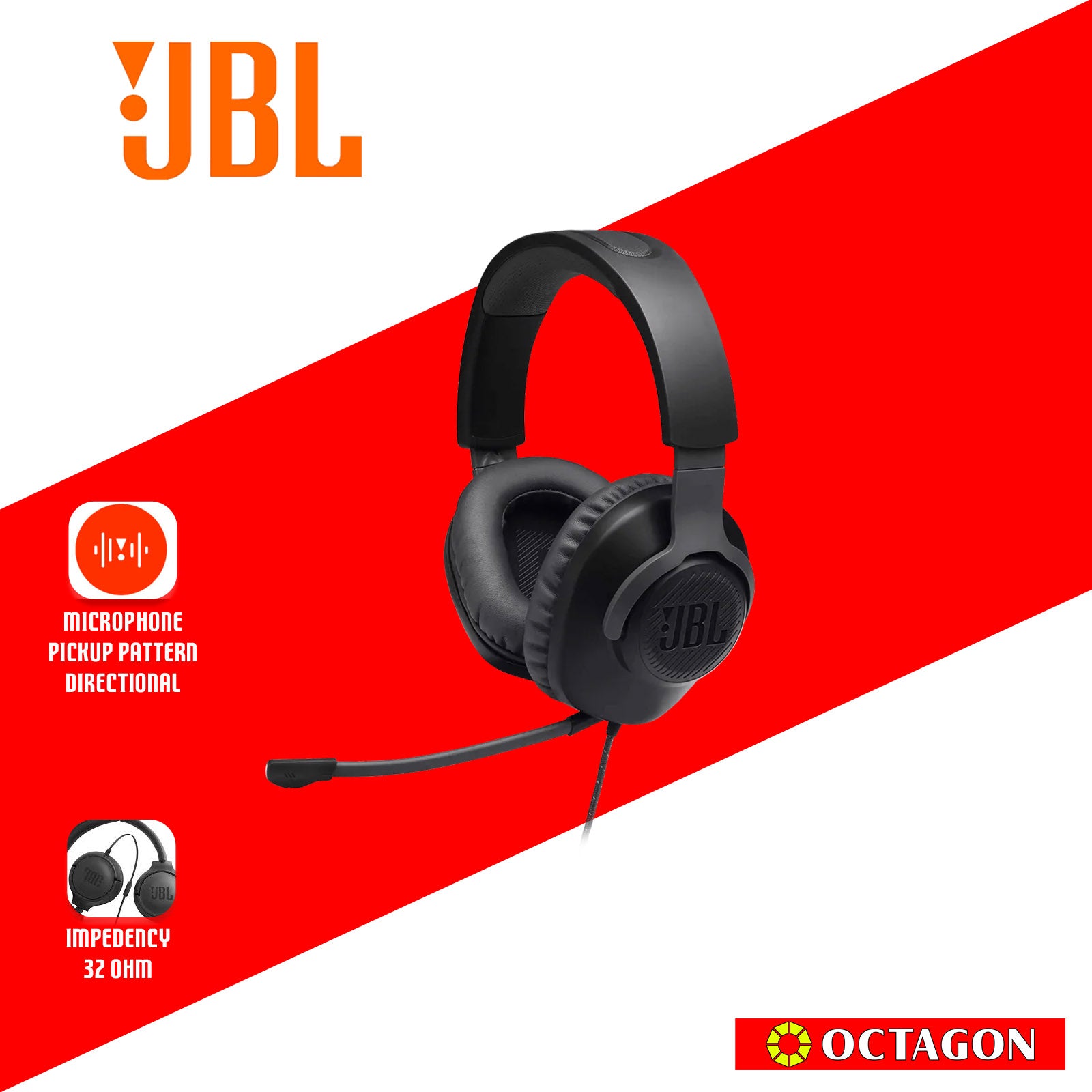 JBL QUANTUM 100 BLACK HEADSET OVER-EAR