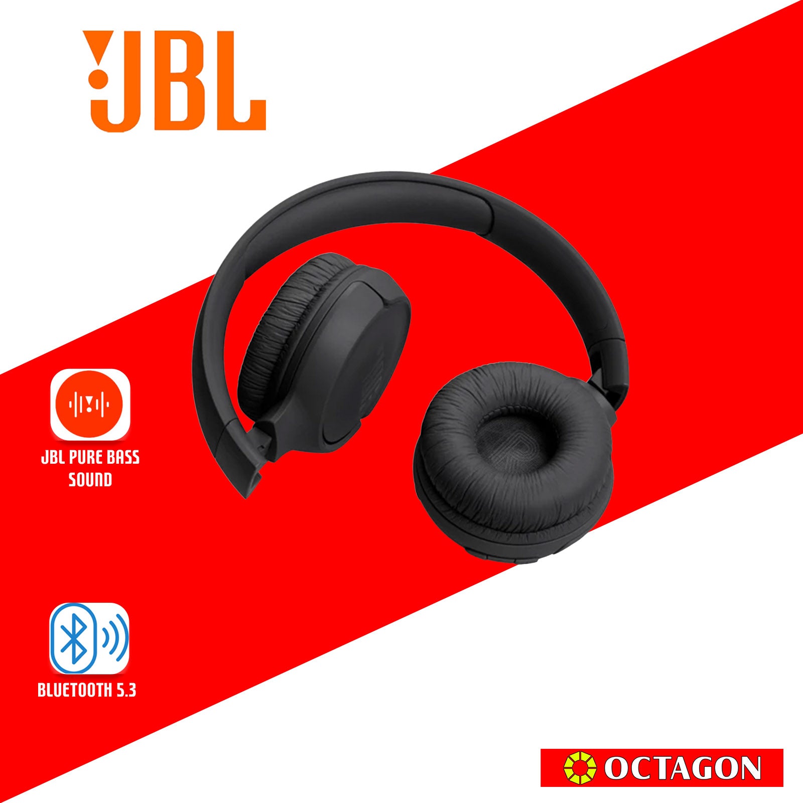 JBL T520BT BLACK WIRELESS ON-EAR