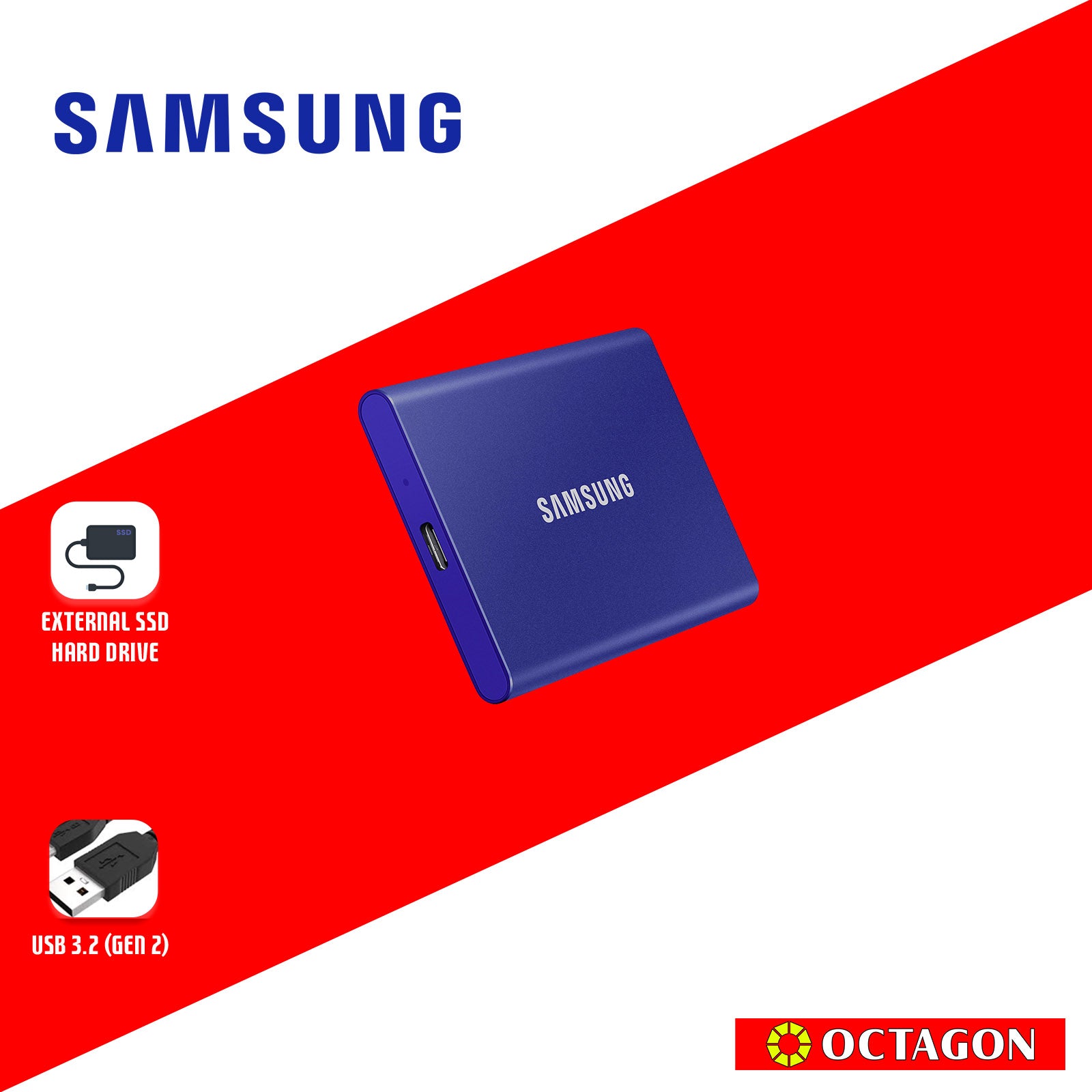 SAMSUNG T7 1TB BLUE PORTABLE SSD