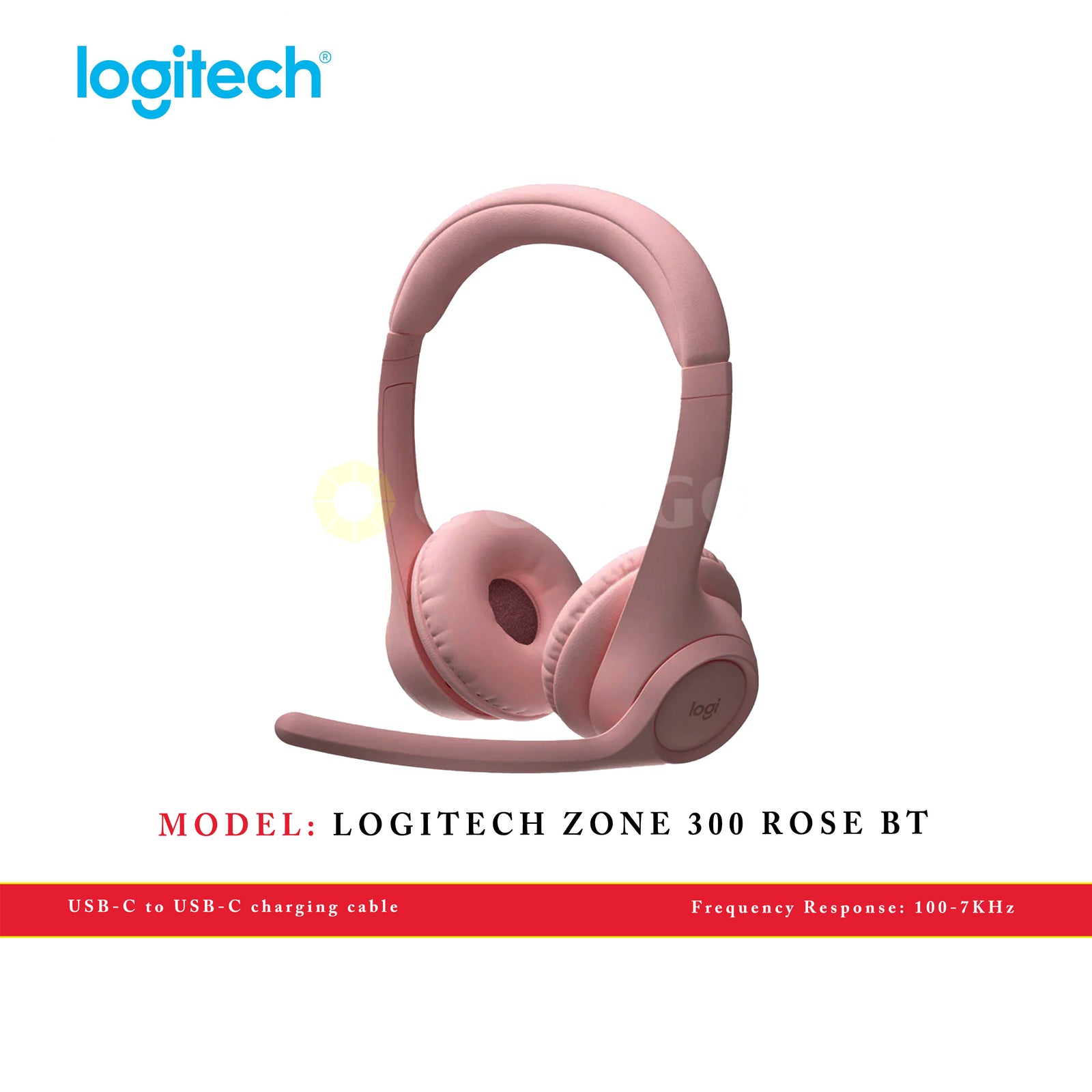 LOGITECH ZONE 300 ROSE BT WIRELESS HEADSET WITH NOISE CANCELLING MIC