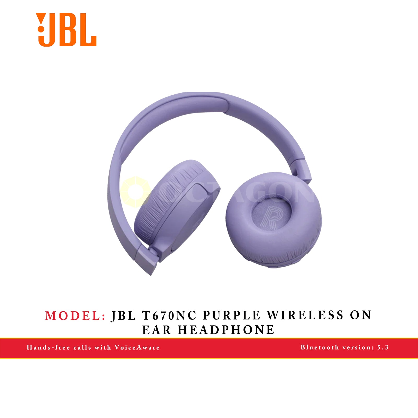 JBL T670NC PURPLE WIRELESS ON EAR HEADSET