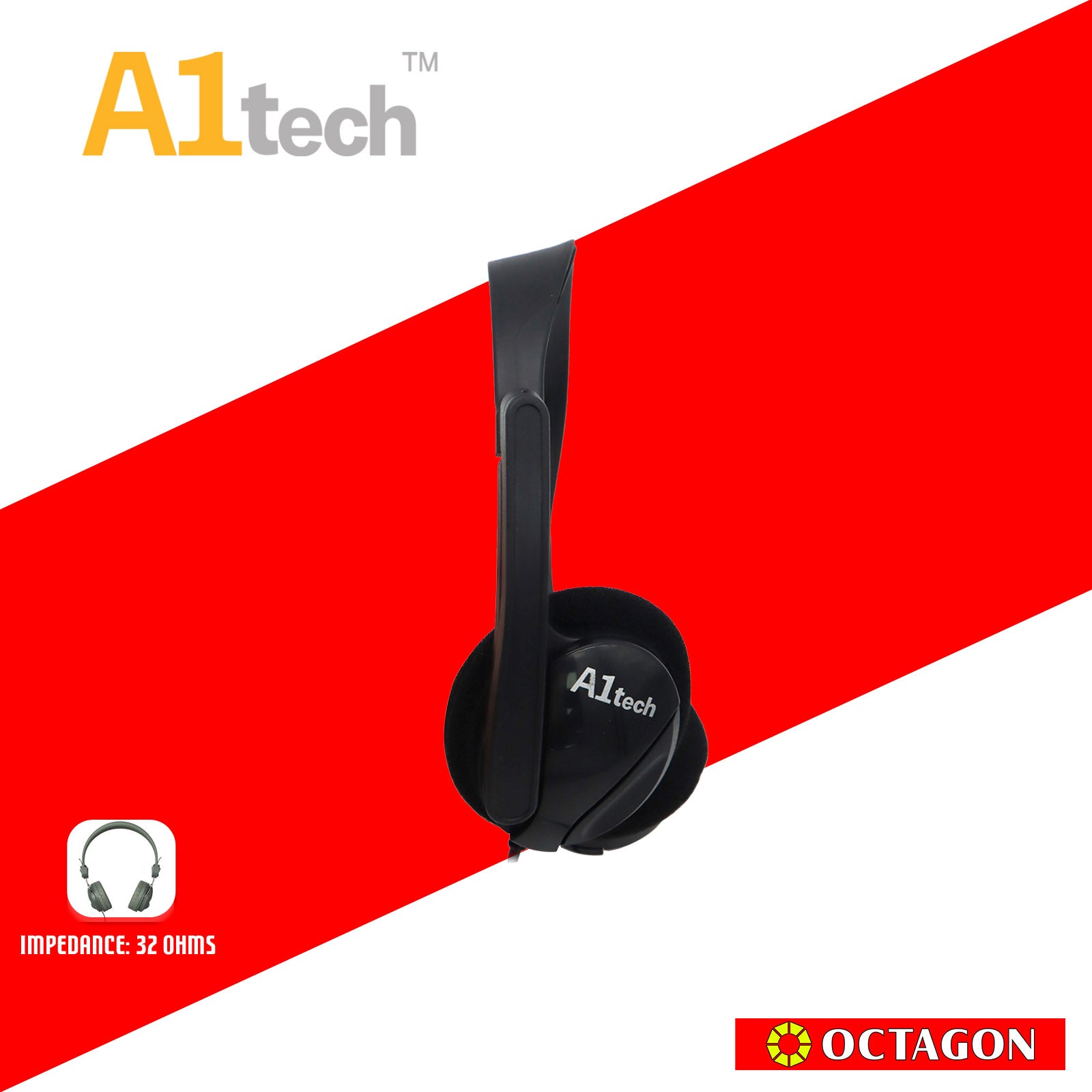 A1TECH AAH-001D 2X3.5MM PC HEADSET WITH MICROPHONE & CONTROLLER