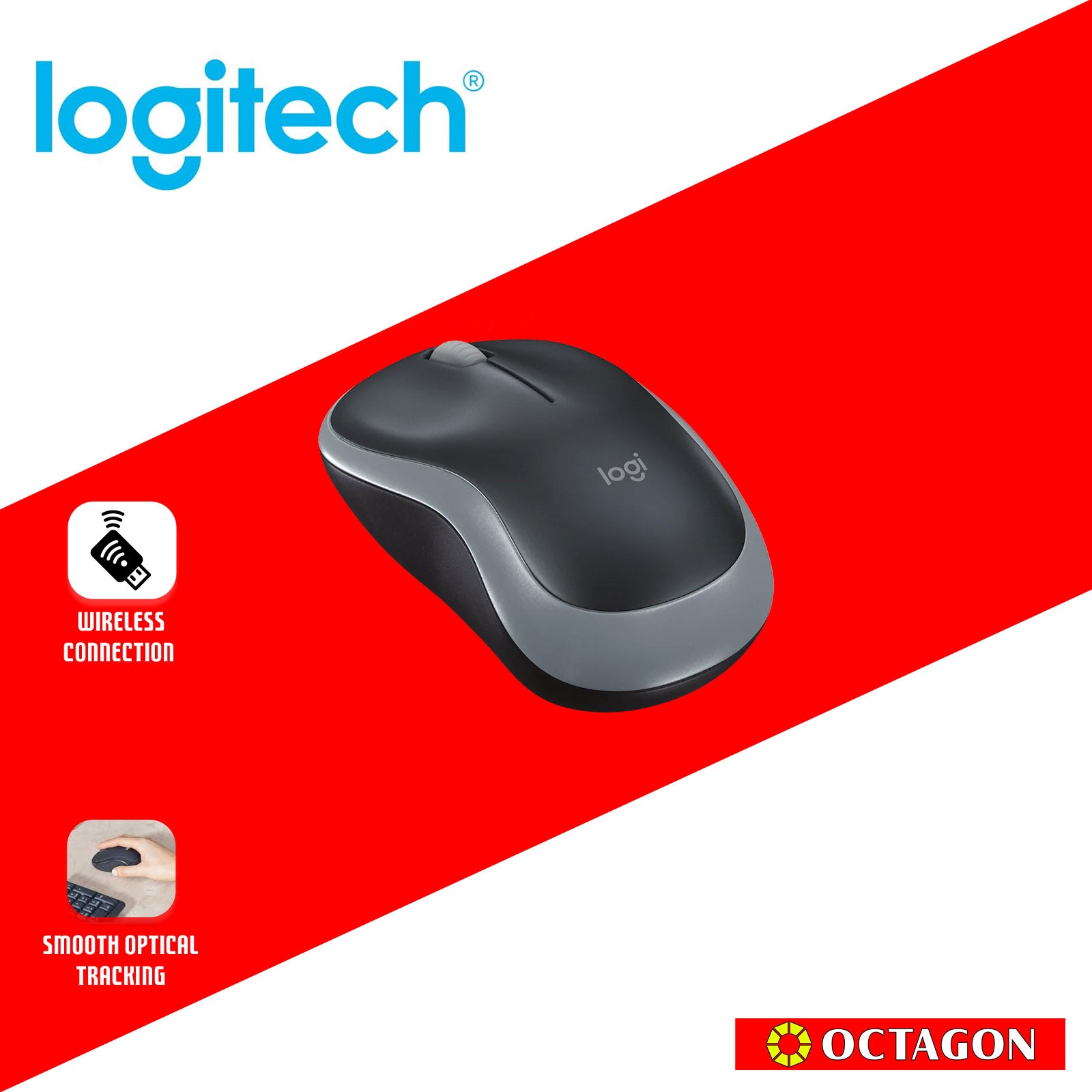 LOGITECH M185 GRAY WIRELESS MOUSE