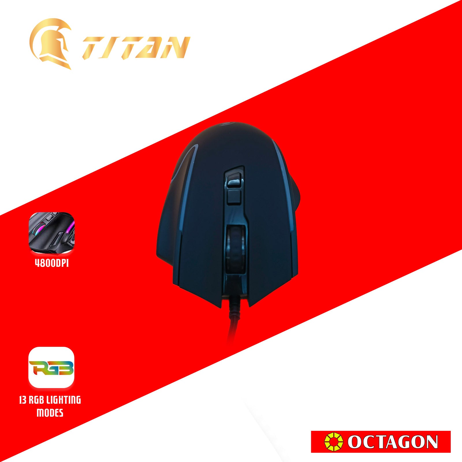 TITAN TMO-665 8D USB GAMING LED MOUSE 4800DPI / SOFTWARE 12800DPI BLACK